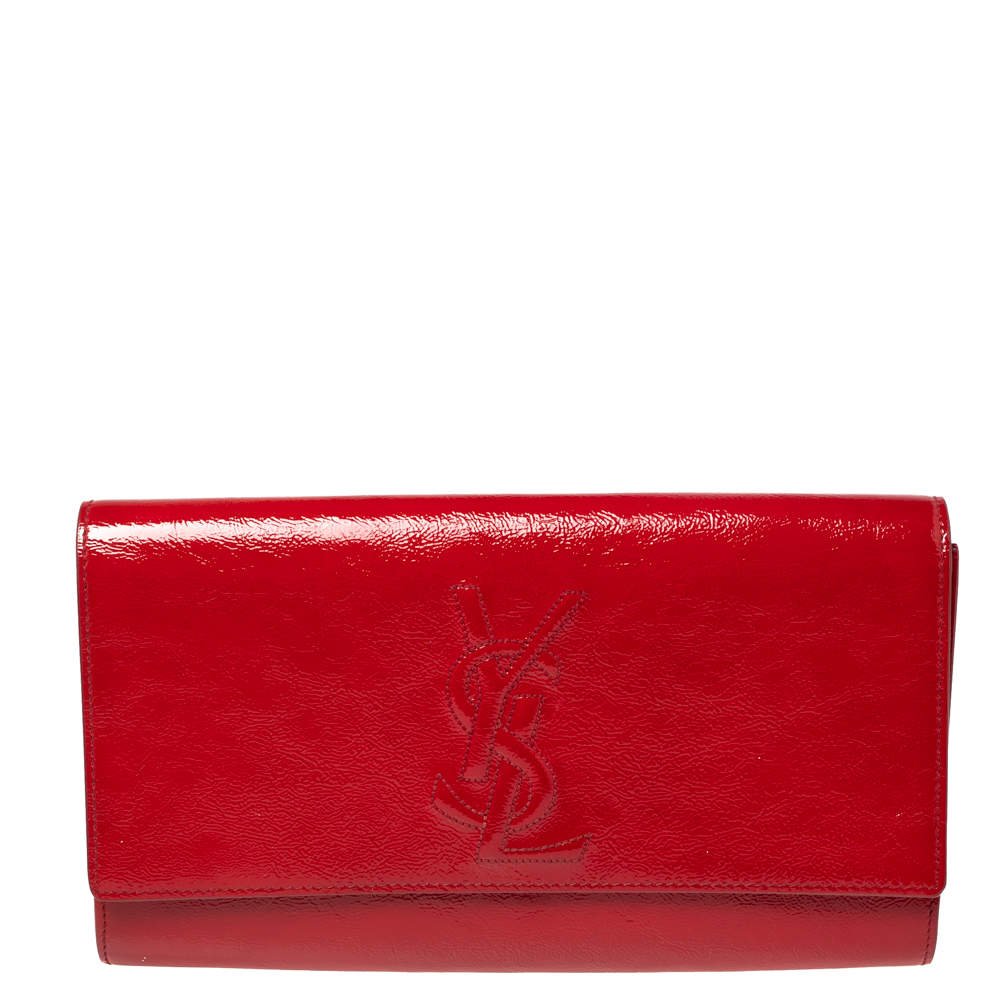 Pre Owned Yves Saint Laurent Red Patent Leather Belle De Jour Clutch