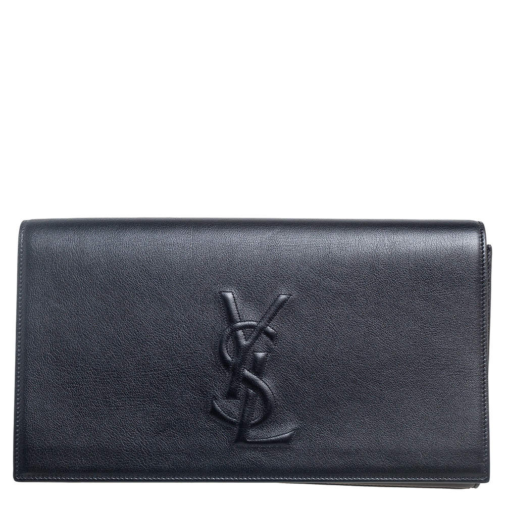 مملوكة مسبقًا حقيبة كلتش أيف سان لوران قلاب بل دو جور جلد أسود