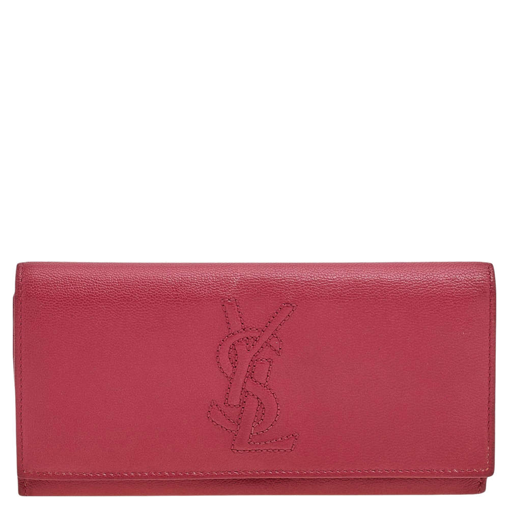 Pre Owned Yves Saint Laurent Rose Pink Leather Belle De Jour Wallet