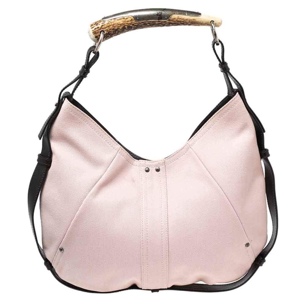 Pre Owned Yves Saint Laurent Pink Fabric Mombasa Hobo