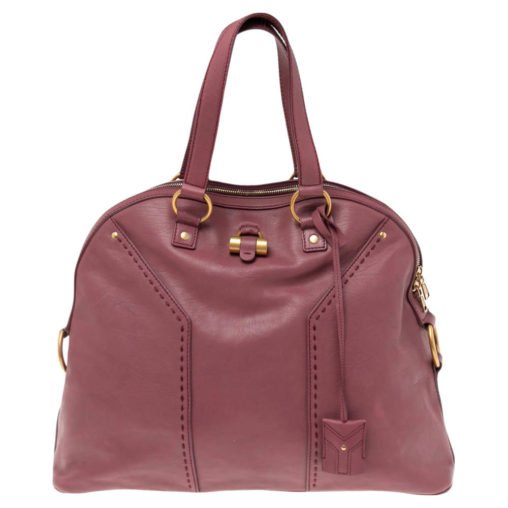 Pre Owned حقيبة إيف سان لوران ميوز جلد أرجواني كبيرة