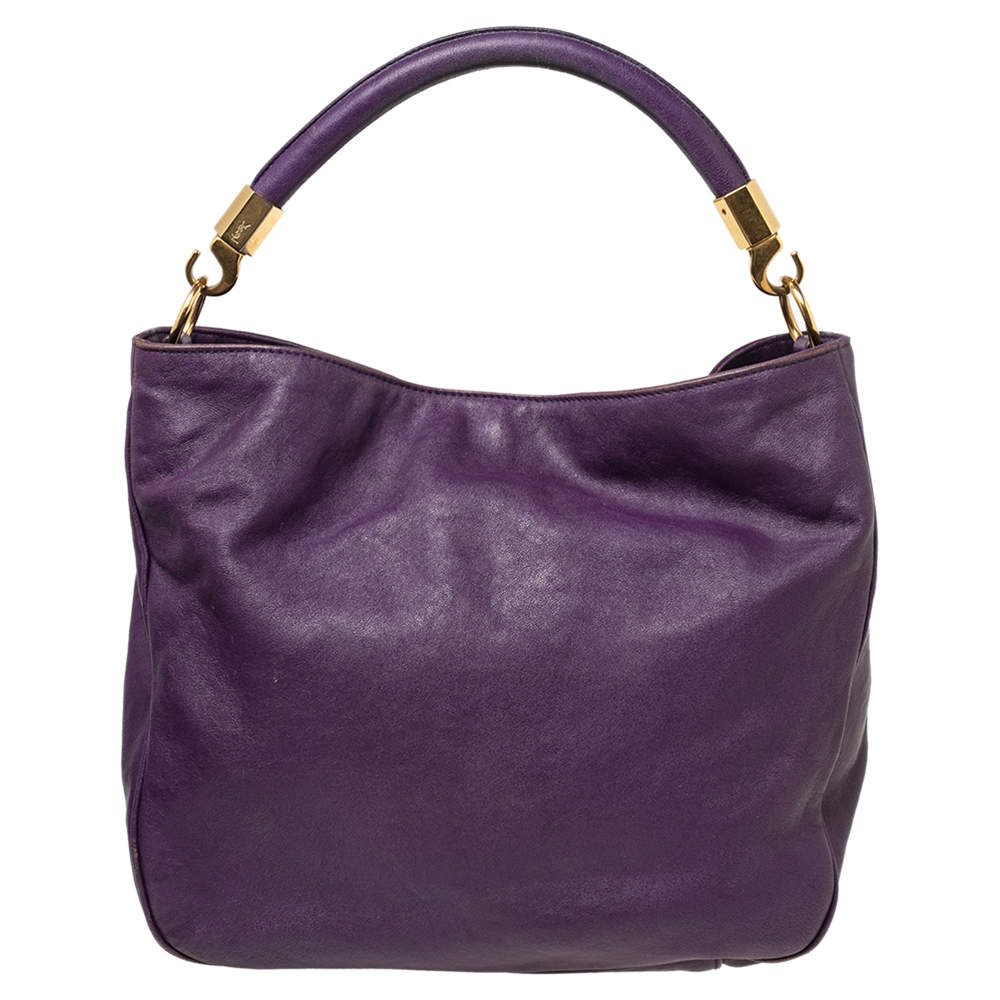 Pre Owned حقيبة هوبو أيف سان لوران رودي جلد بنفسجي