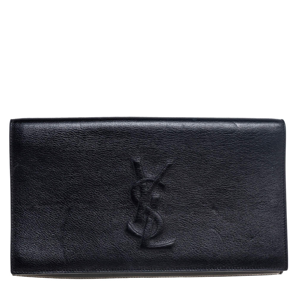 Pre Owned Yves Saint Laurent Black Leather Belle De Jour Flap Clutch