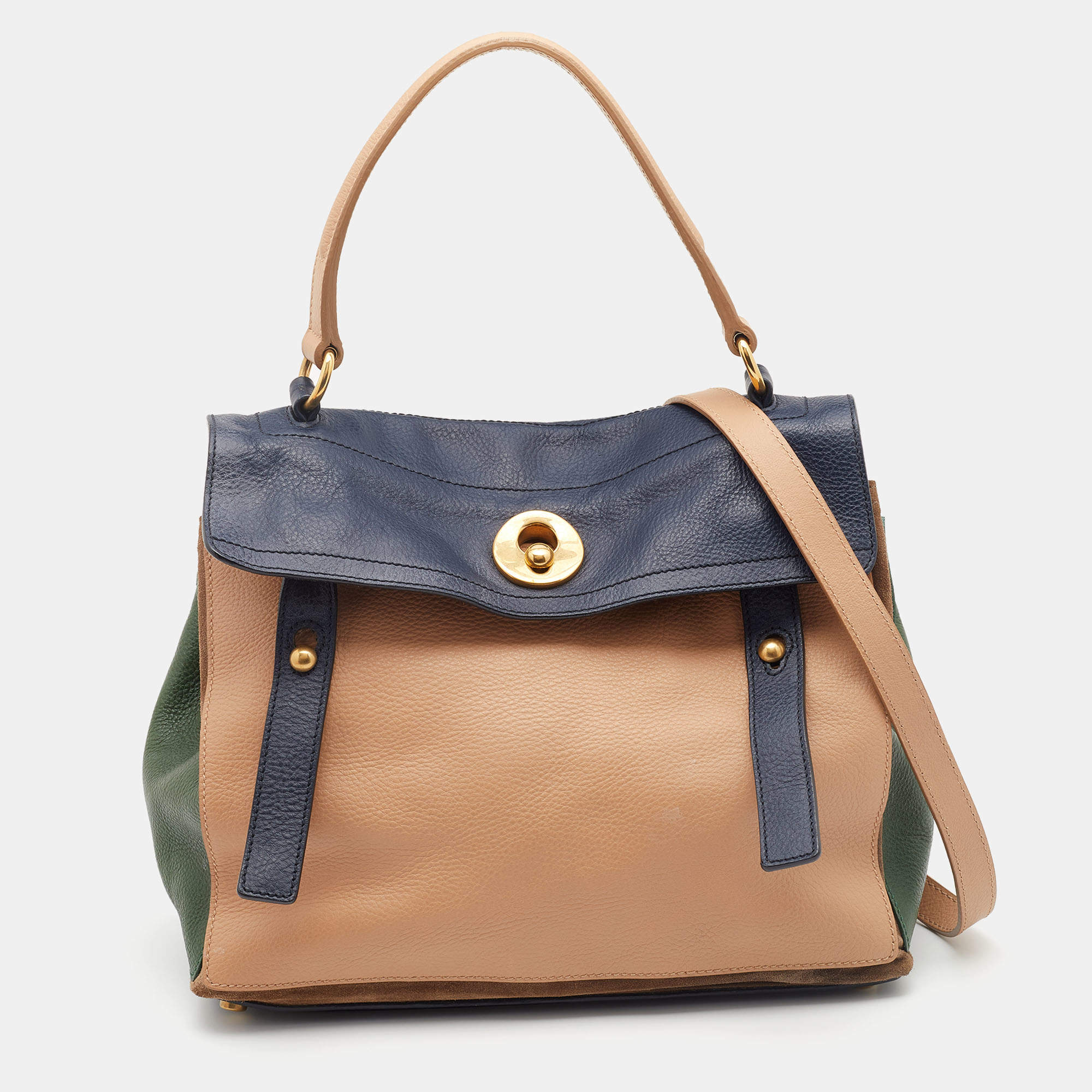 Yves Saint Laurent Multicolor Leather And Suede Muse Two Top Handle Bag