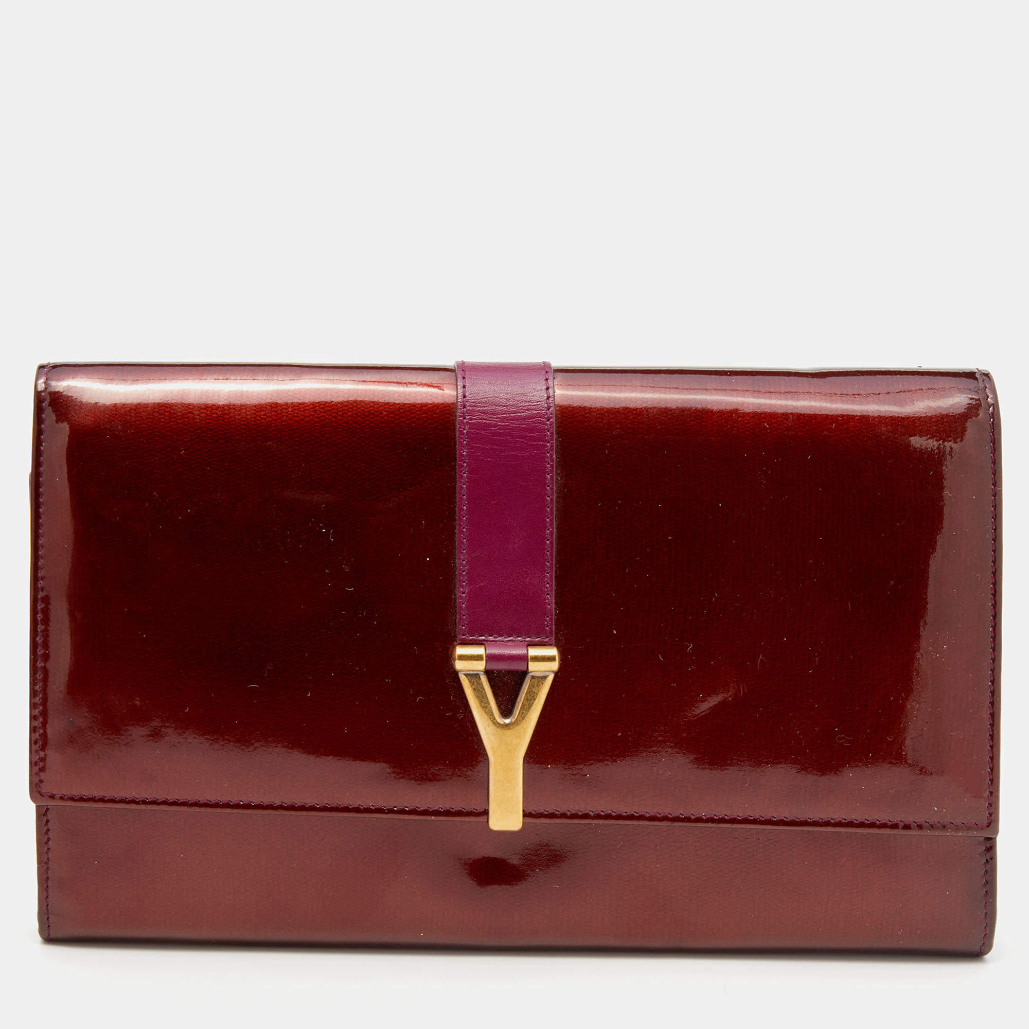 Ysl Saint Laurent burgundy Y wallet