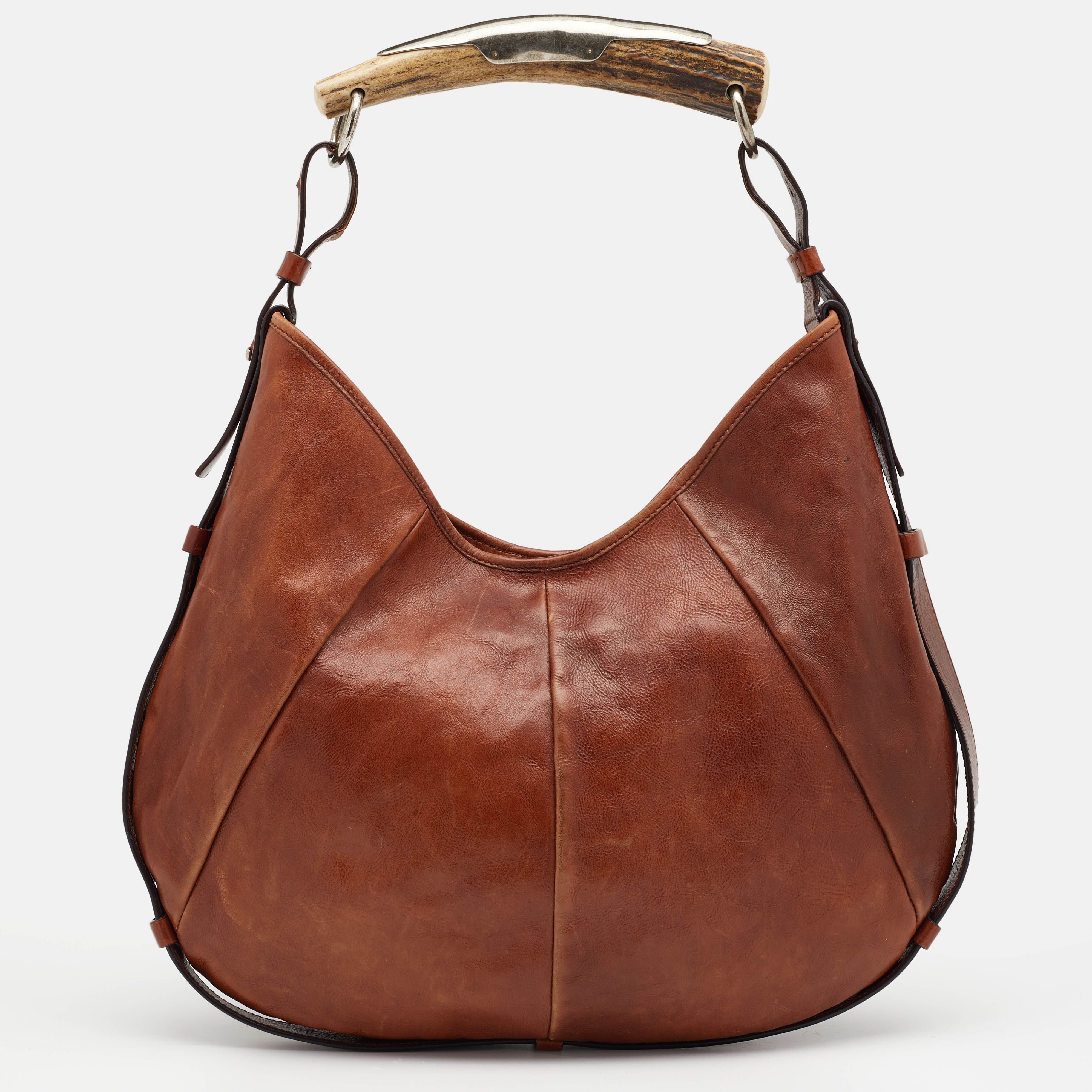 Pre Owned حقيبة هوبو إيف سان لوران مومباسا هورن جلد بني