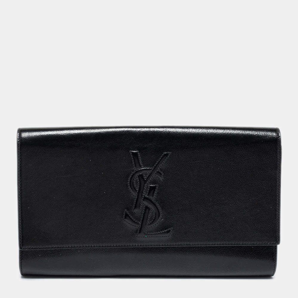 مملوكة مسبقًا Yves Saint Laurent Black Patent Leather Belle De Jour Flap Clutch