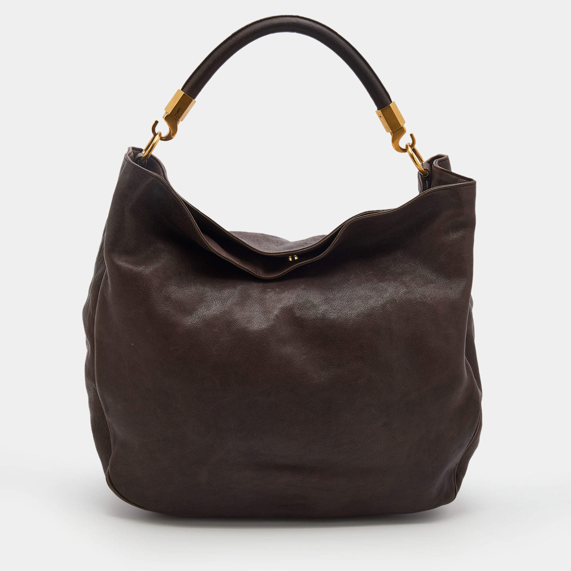 Pre Owned Yves Saint Laurent Brown Leather Roady Hobo