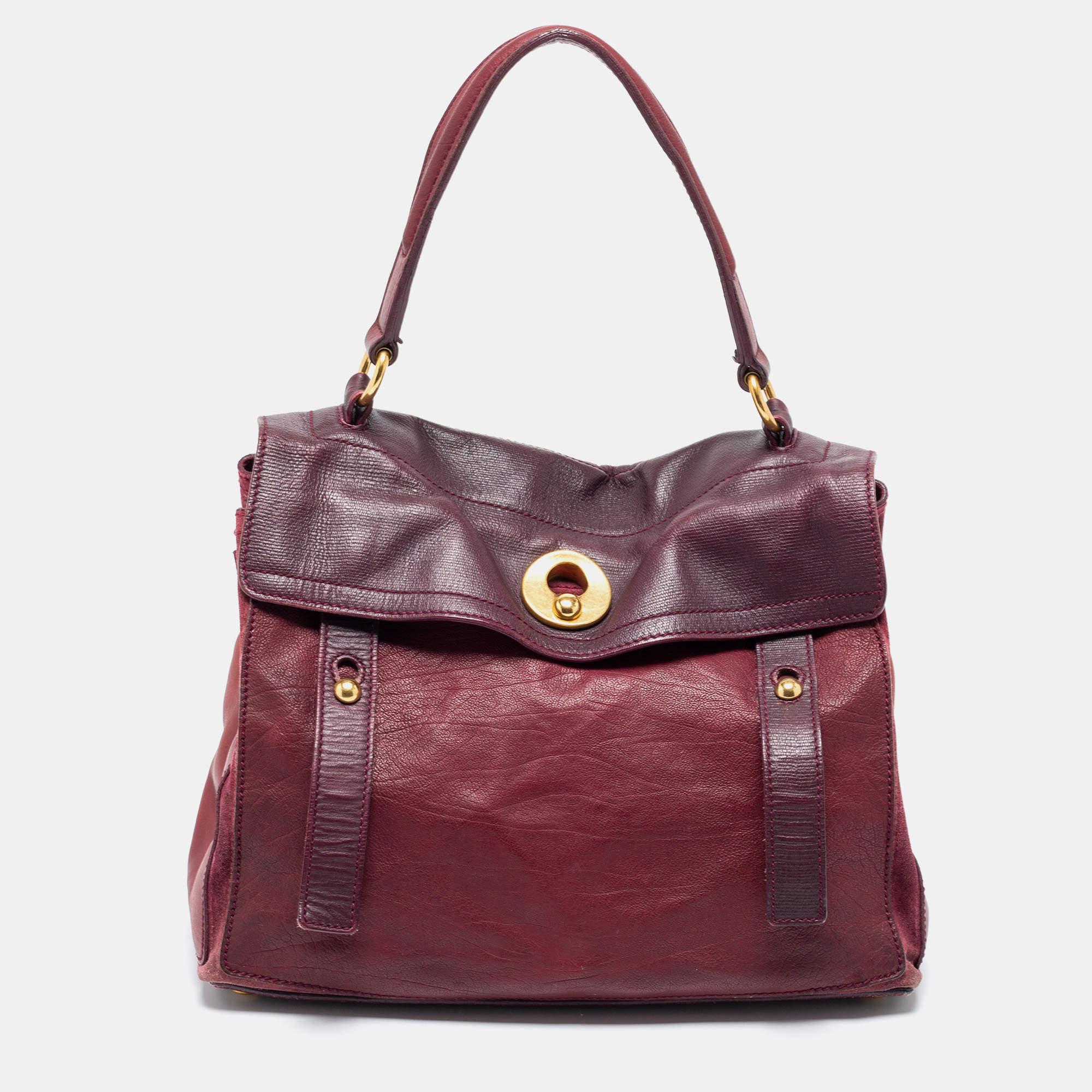 Yves Saint Laurent Burgundy Leather Medium Muse Two Satchel