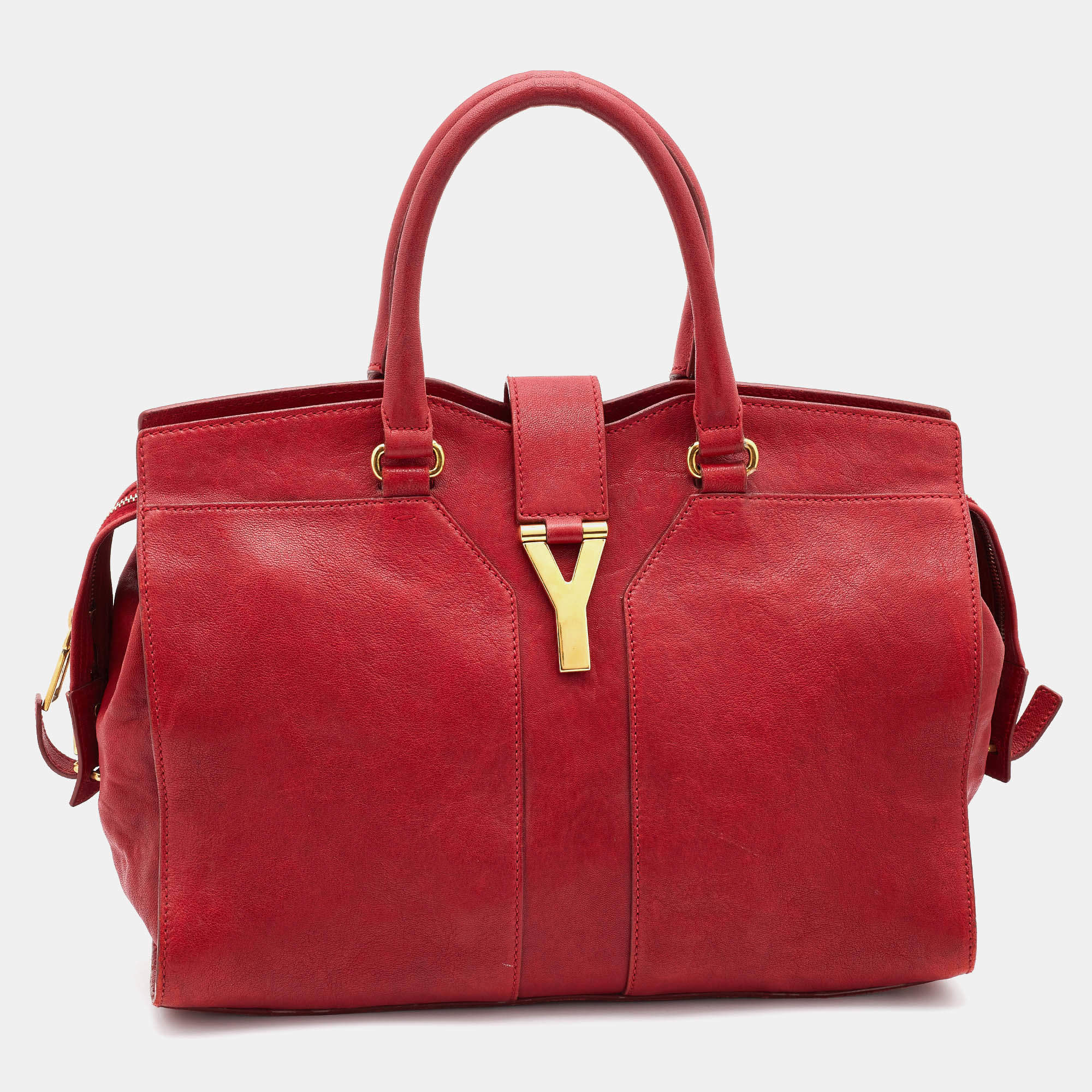 مملوكة مسبقًا Yves Saint Laurent Red Leather Medium Cabas Chyc Tote