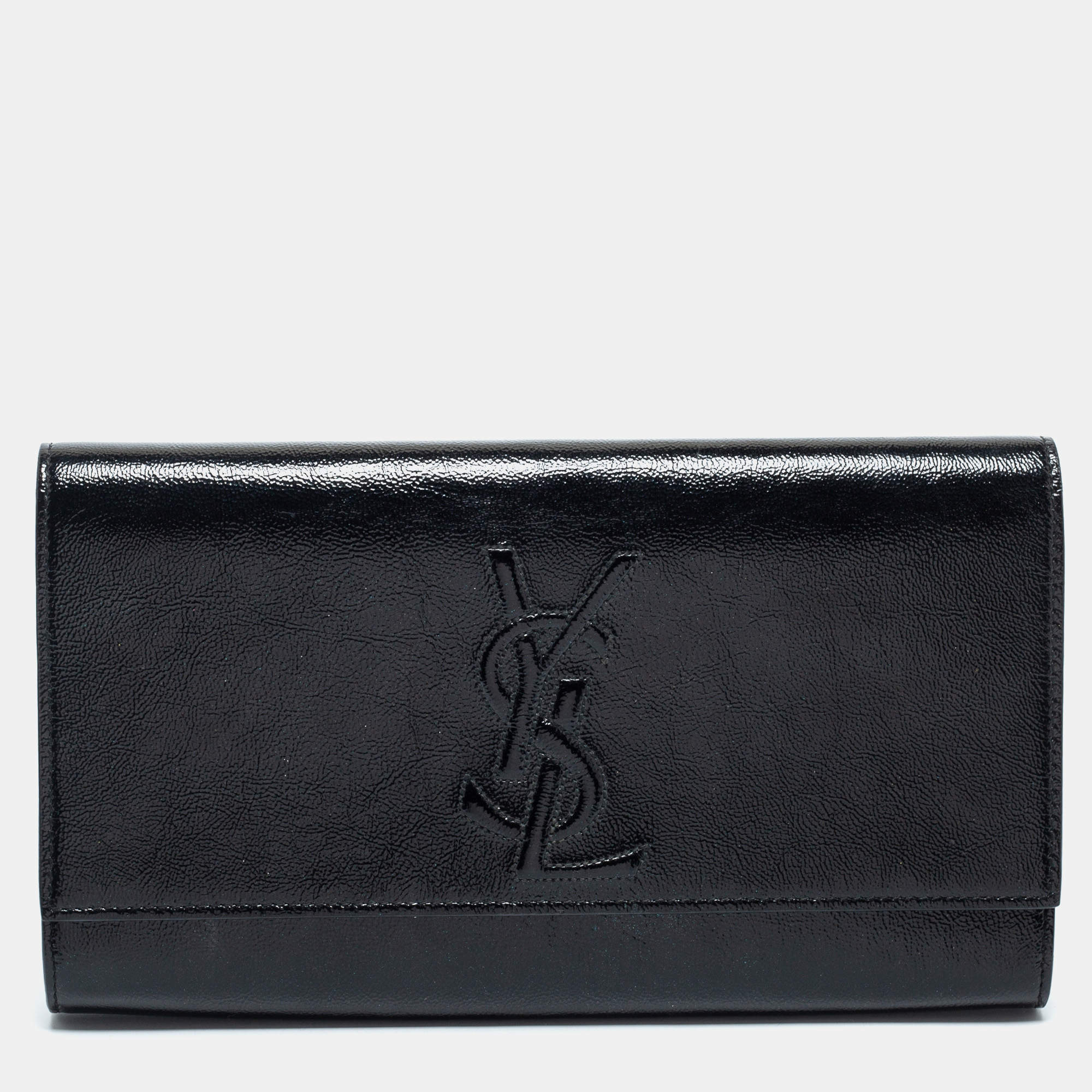 Pre Owned Yves Saint Laurent Black Patent Leather Belle De Jour Clutch