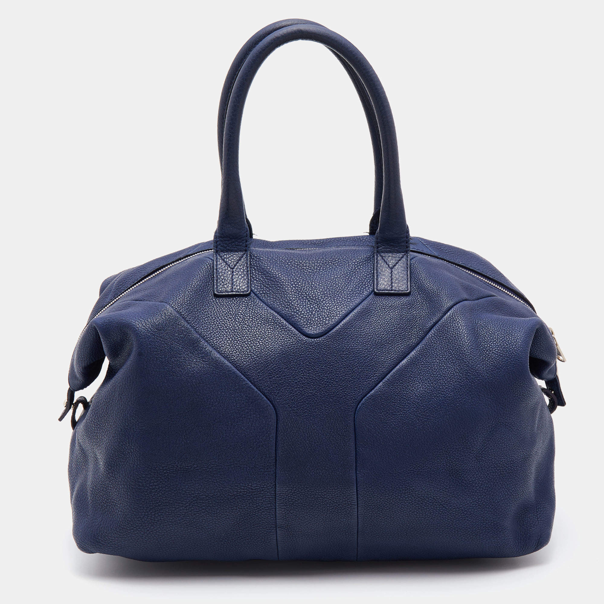 Pre Owned Yves Saint Laurent Navy Blue Leather Easy Y Satchel