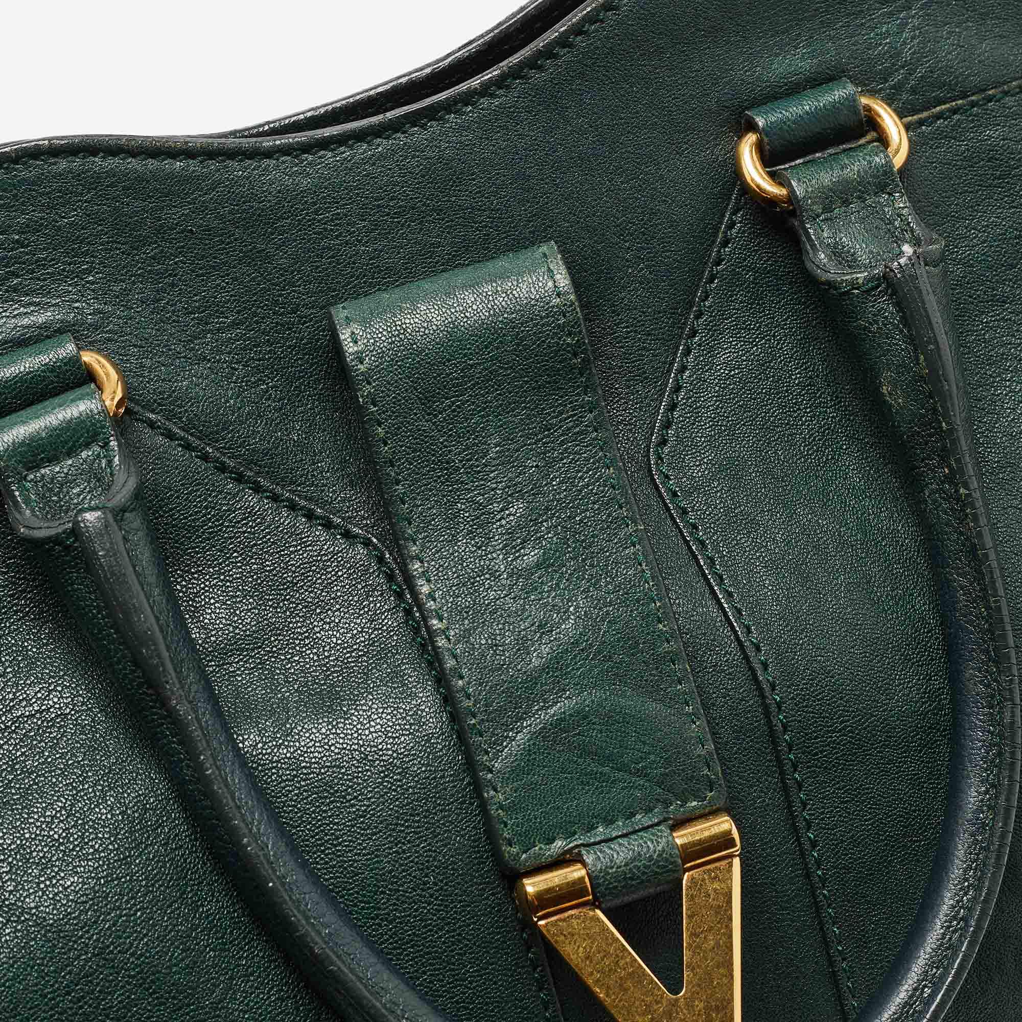 Saint Laurent Green Leather Medium Cabas Chyc Tote - ShopStyle