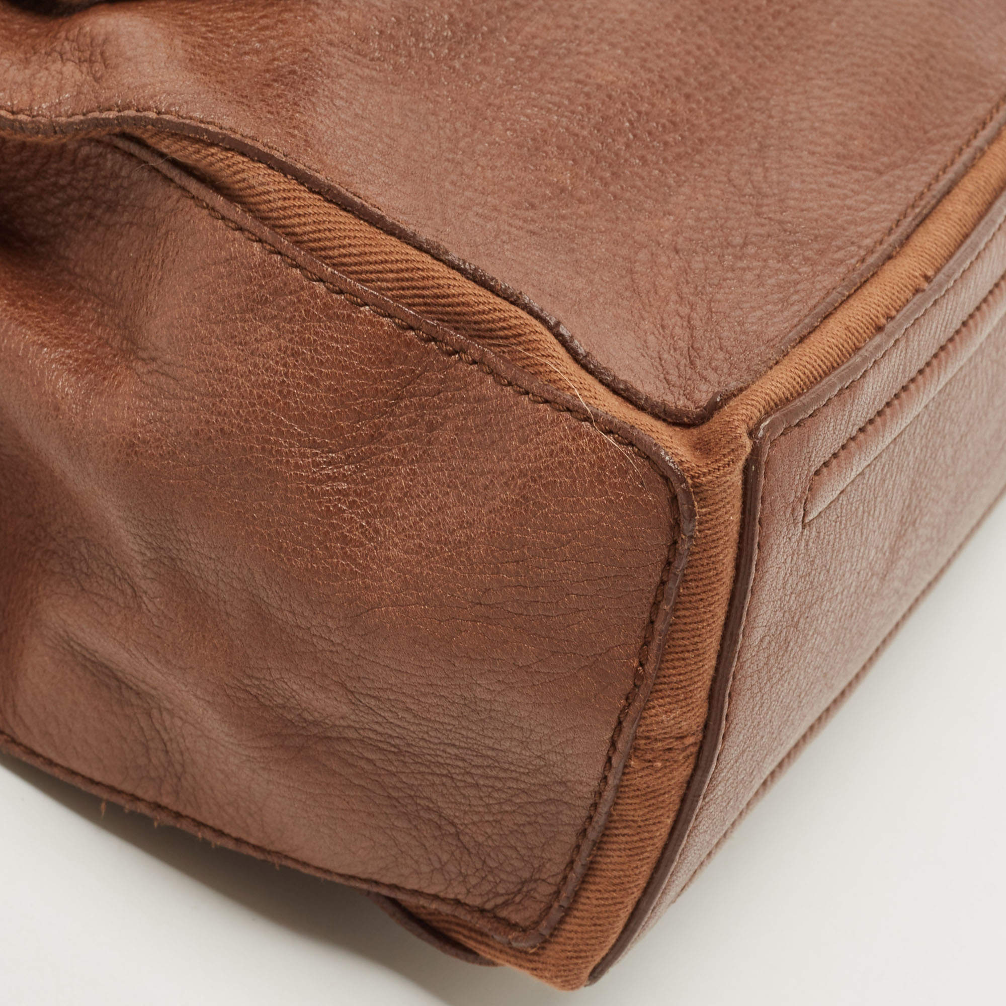 Pre Owned Yves Saint Laurent Brown Canvas and Leather Medium Muse Bag