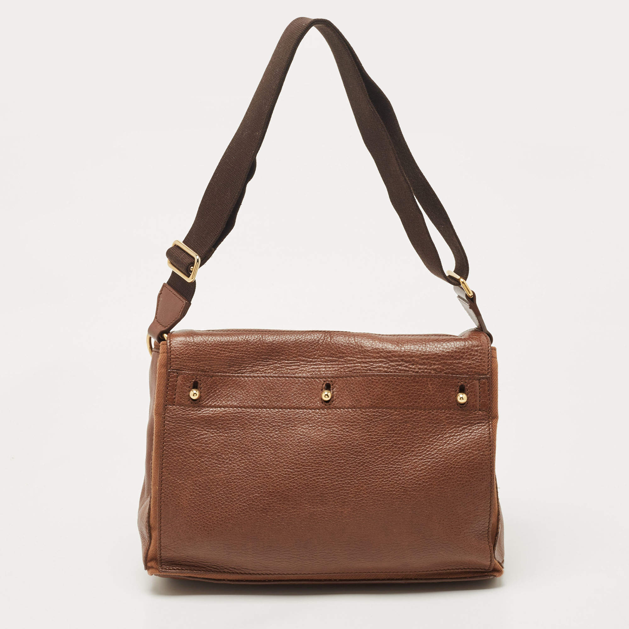 Pre Owned Yves Saint Laurent Brown Canvas and Leather Medium Muse Bag
