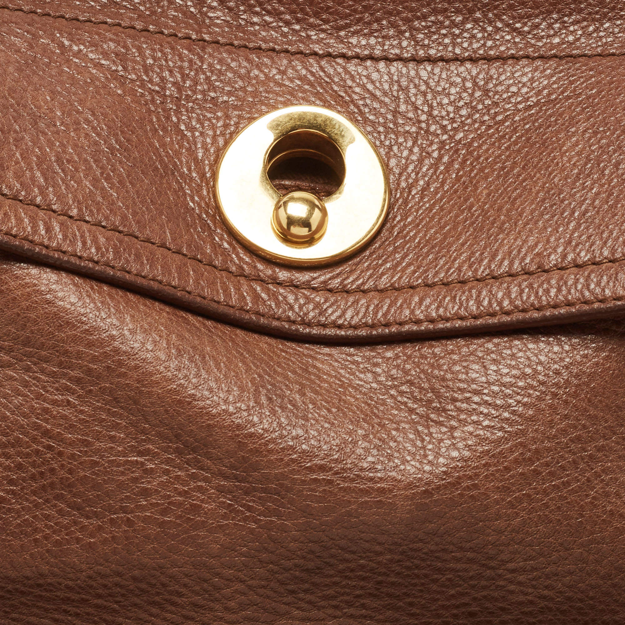 Pre Owned Yves Saint Laurent Brown Canvas and Leather Medium Muse Bag