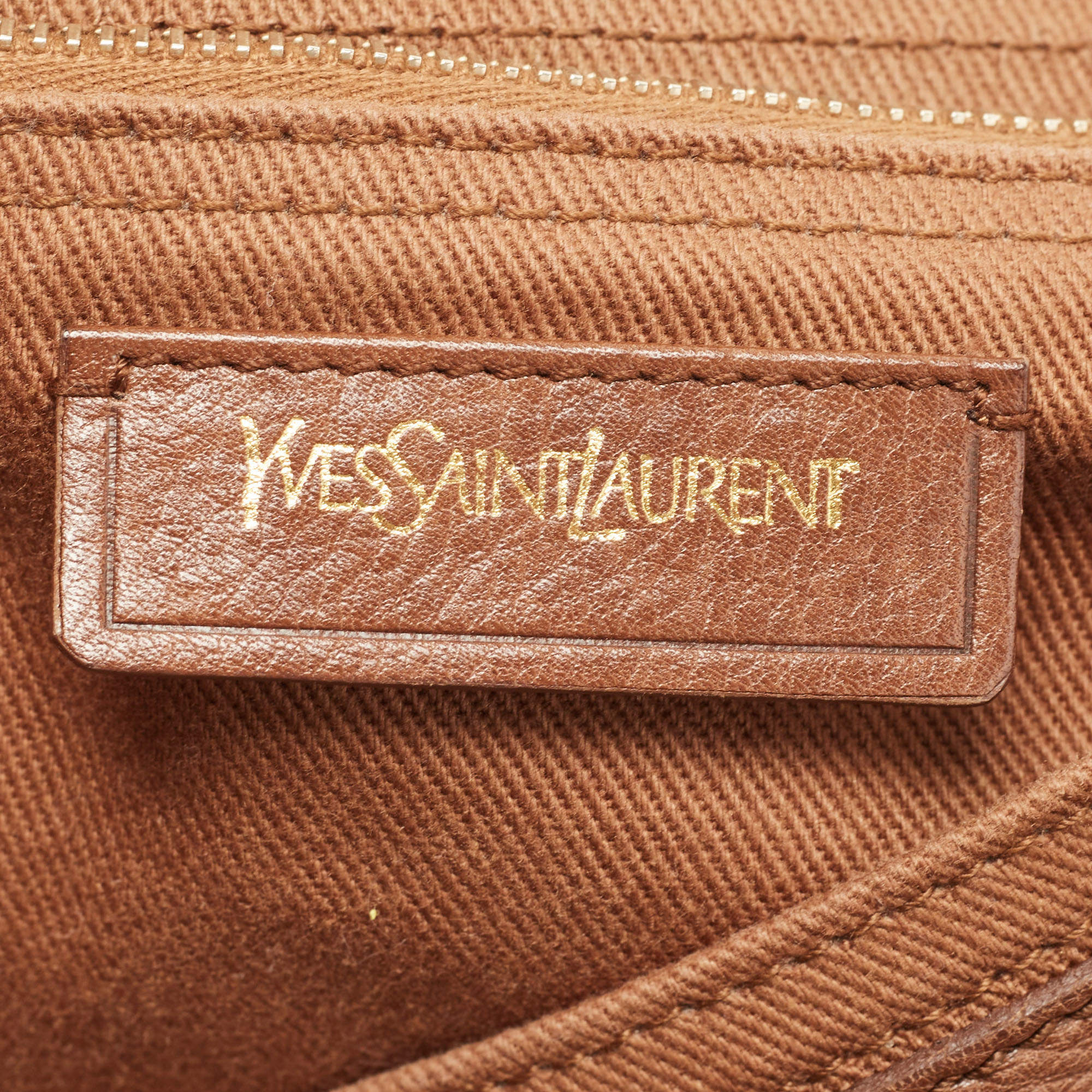 Pre Owned Yves Saint Laurent Brown Canvas and Leather Medium Muse Bag