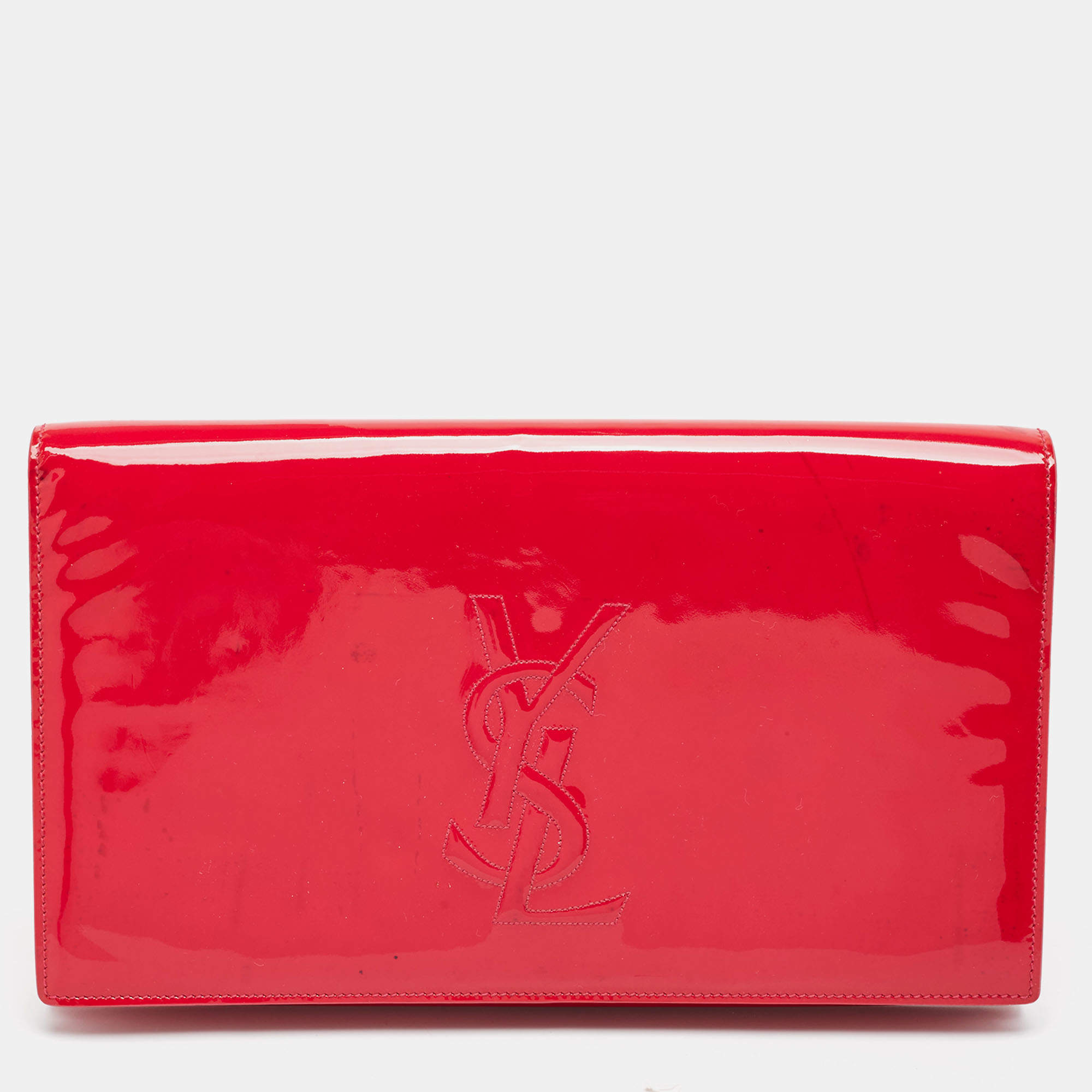 Pre Owned Yves Saint Laurent Red Patent Leather Belle De Jour Clutch