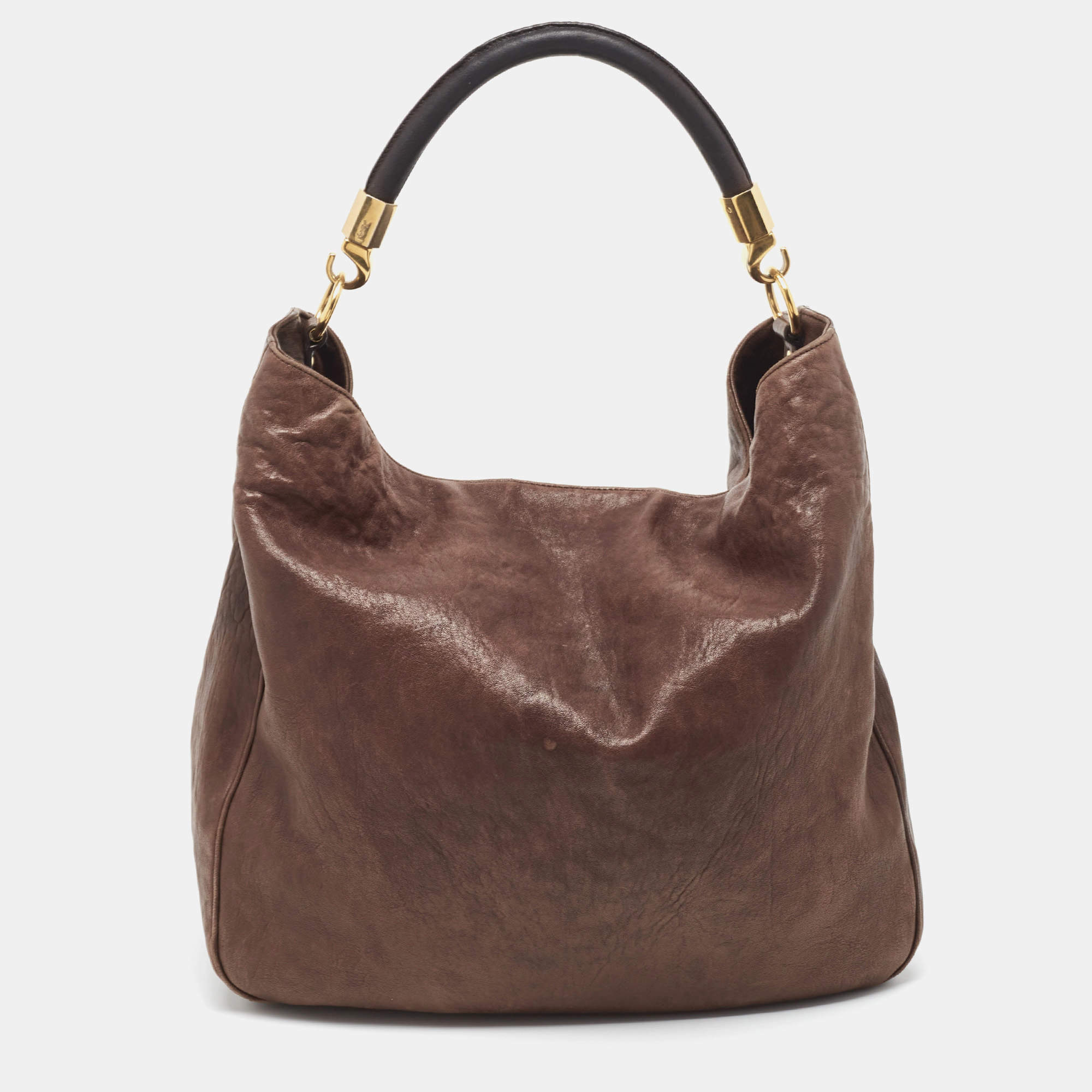 Pre Owned حقيبة هوبو سان لوران باريس رودي جلد بني