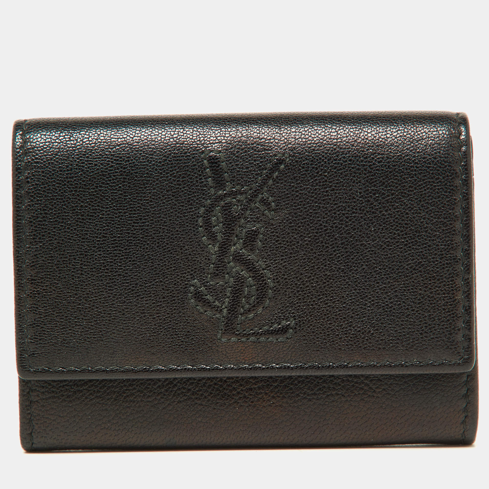 Pre Owned Yves Saint Laurent Black Leather Card Case