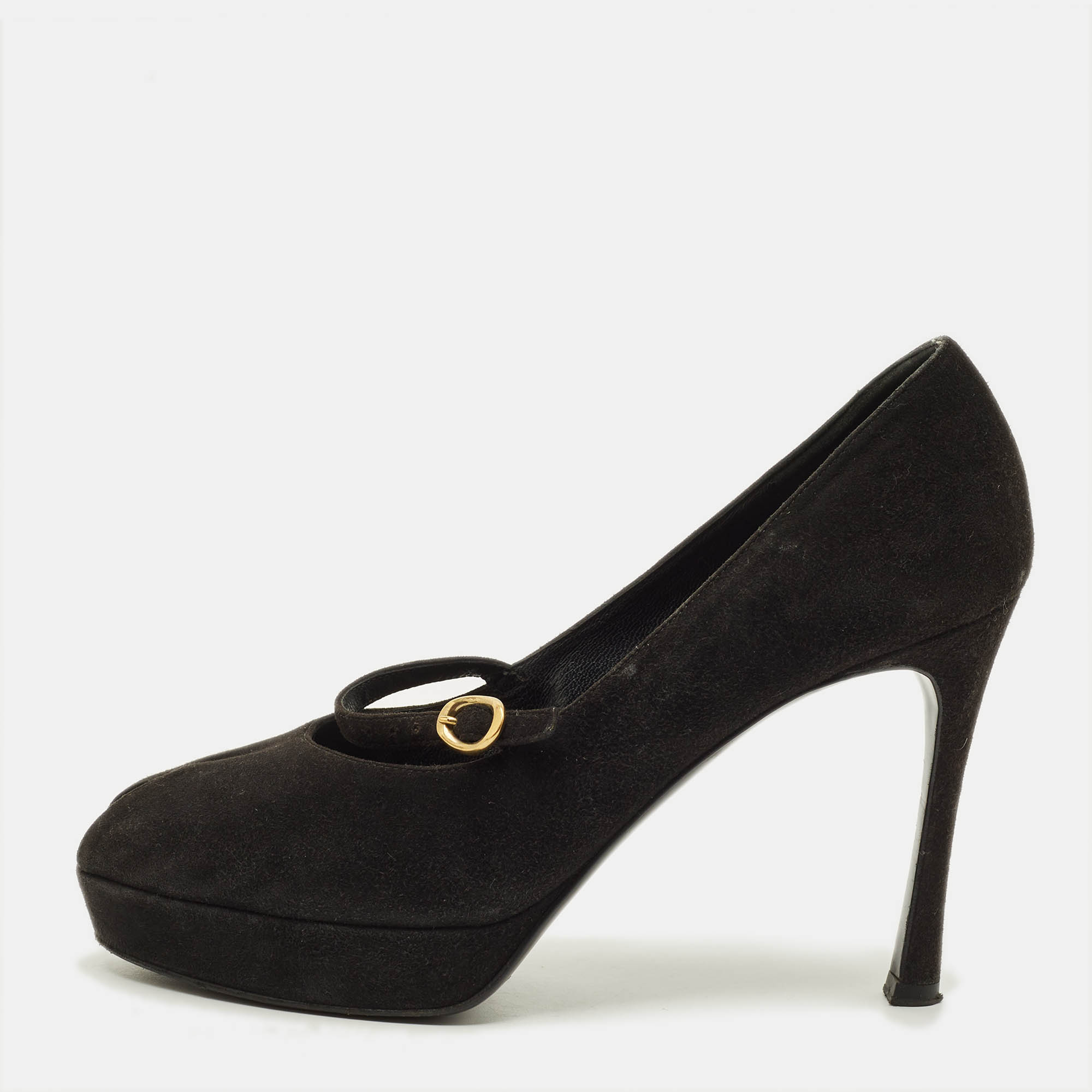 مملوكة مسبقًا Yves Saint Laurent Size 39.5 Black Suede Platform Pumps
