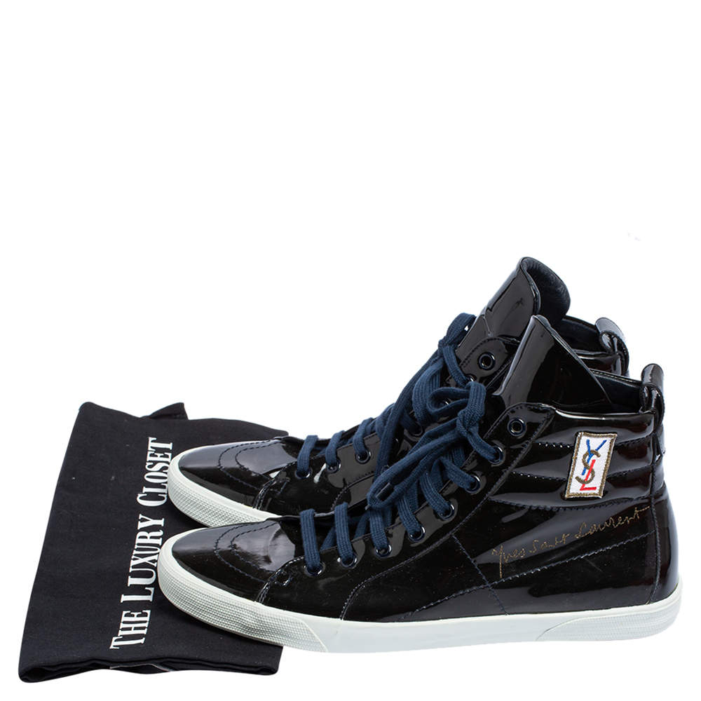 Black patent leather outlet high top sneakers