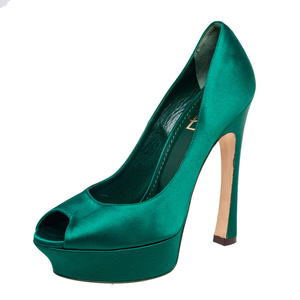 Pre Owned حذاء كعب عالى إيف مقدمة مفتوحة نعل سميك بلايس سويدى أزرق نهرى مقاس 39.5