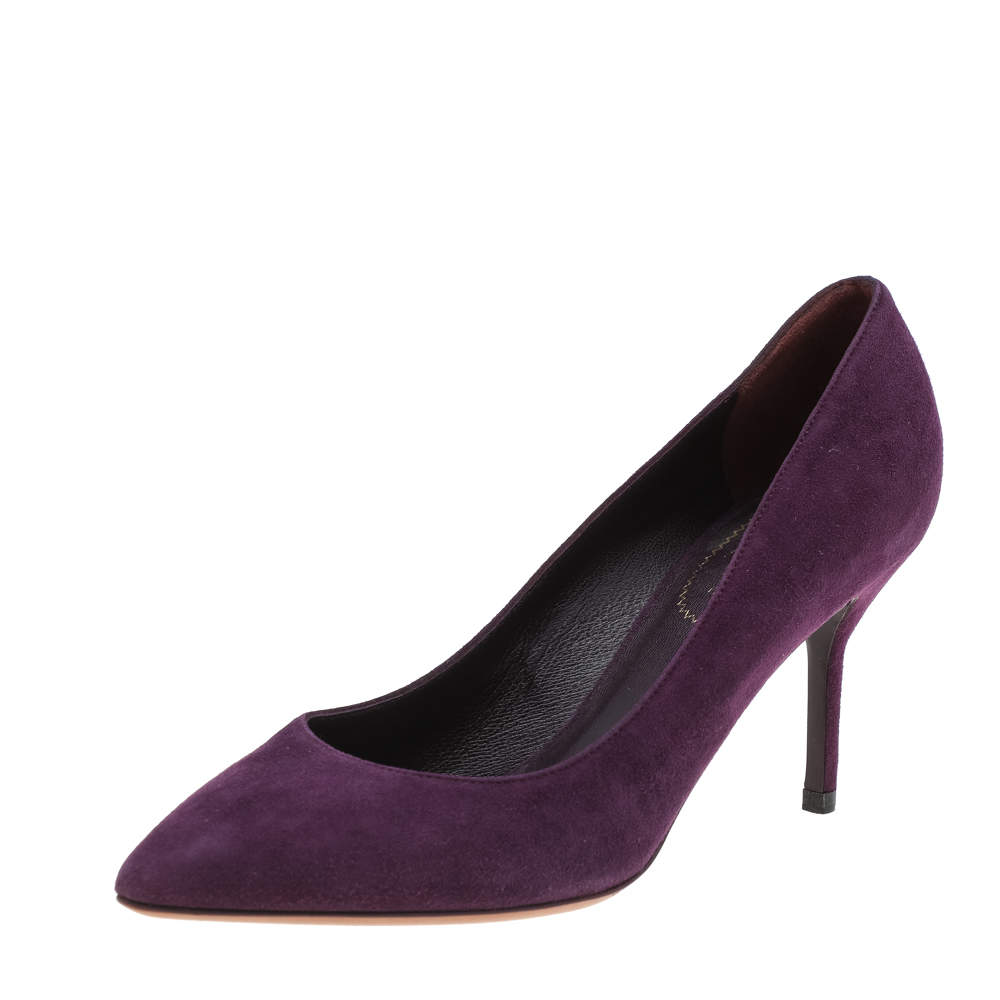 Pre Owned Yves Saint Laurent Purple Suede Pointed Toe Pumps Size 37