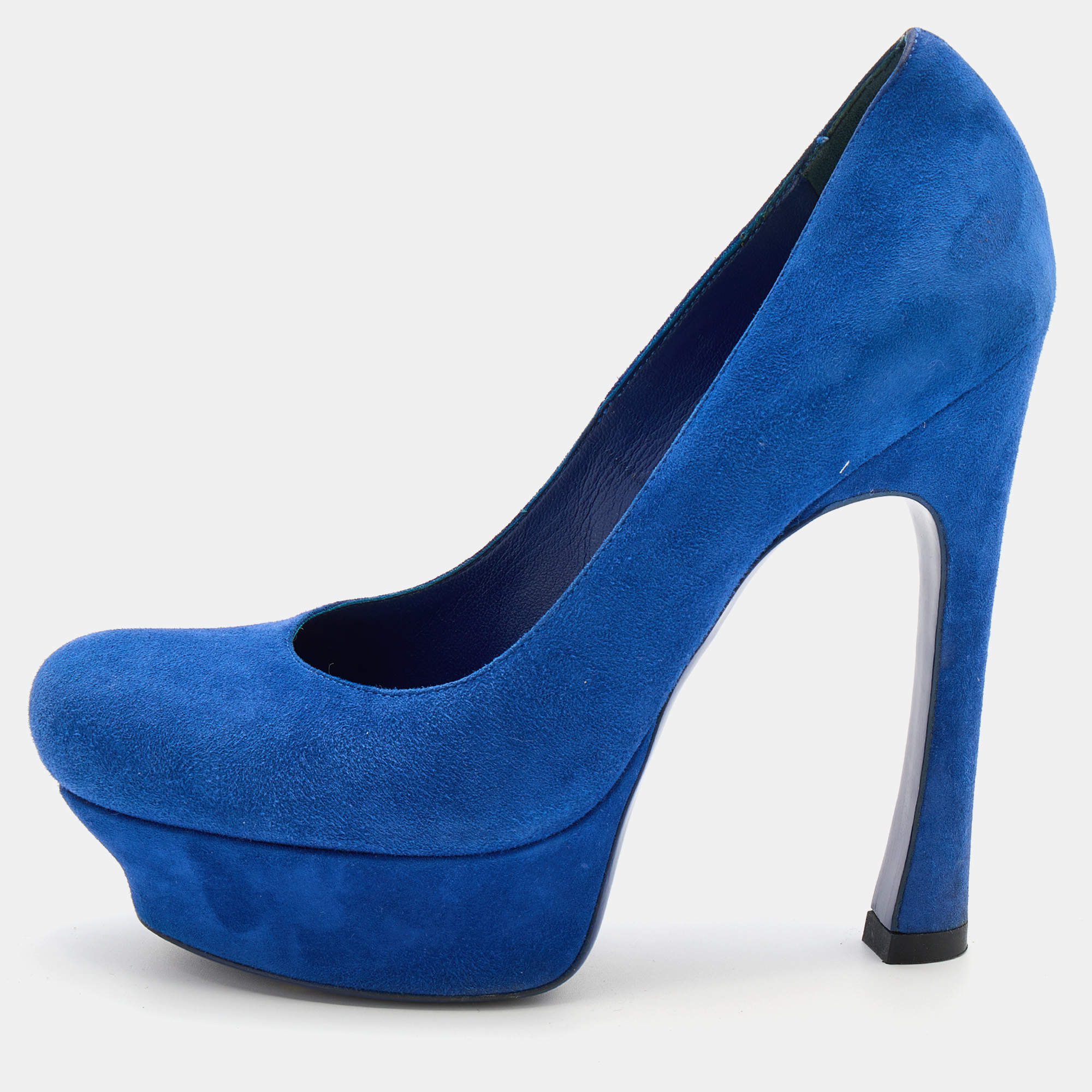 Blue suede platform clearance heels