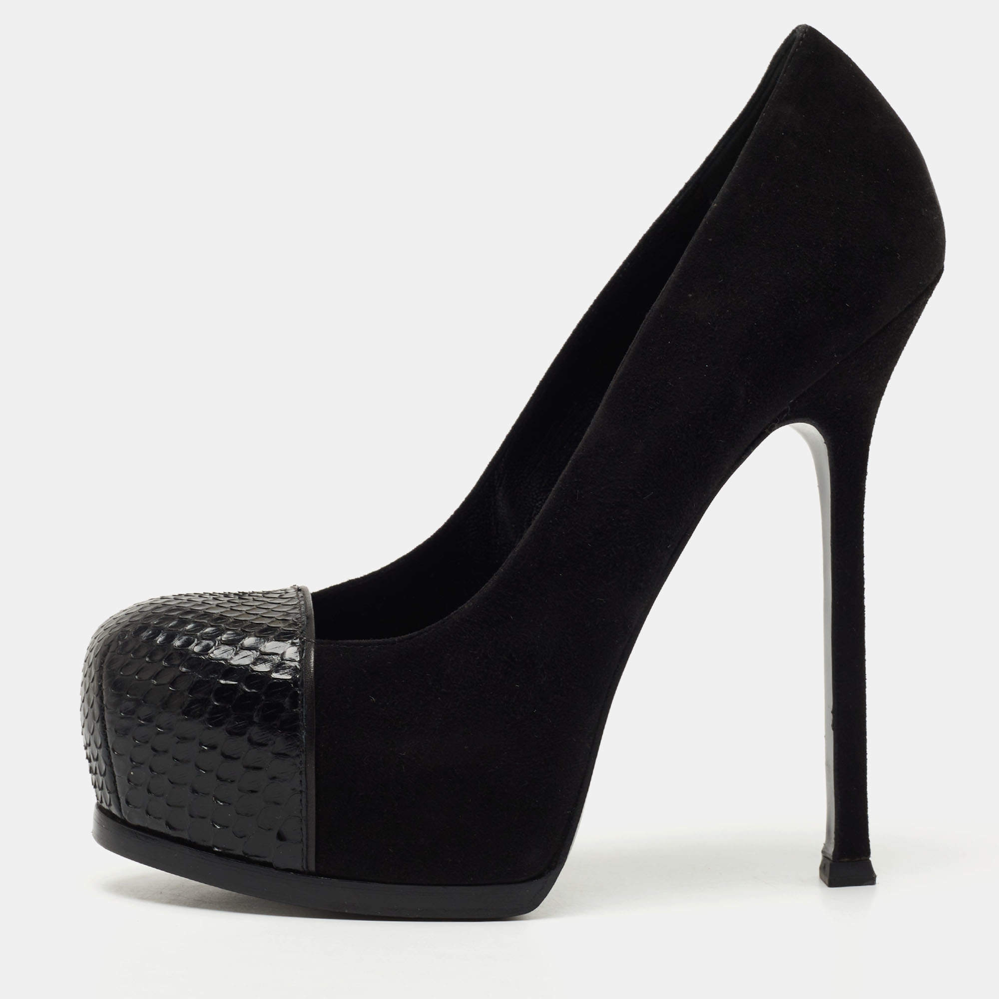 مملوكة مسبقًا Yves Saint Laurent Black Suede Tribtoo Pumps Size 38