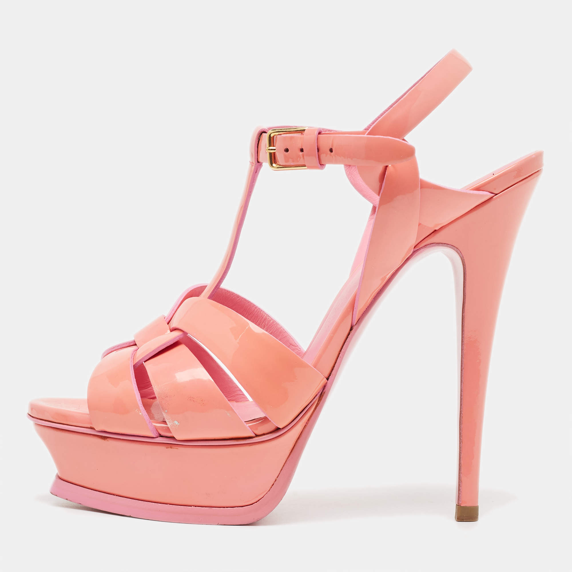 Yves Saint Laurent Pink  Patent Tribute Sandals Size 37