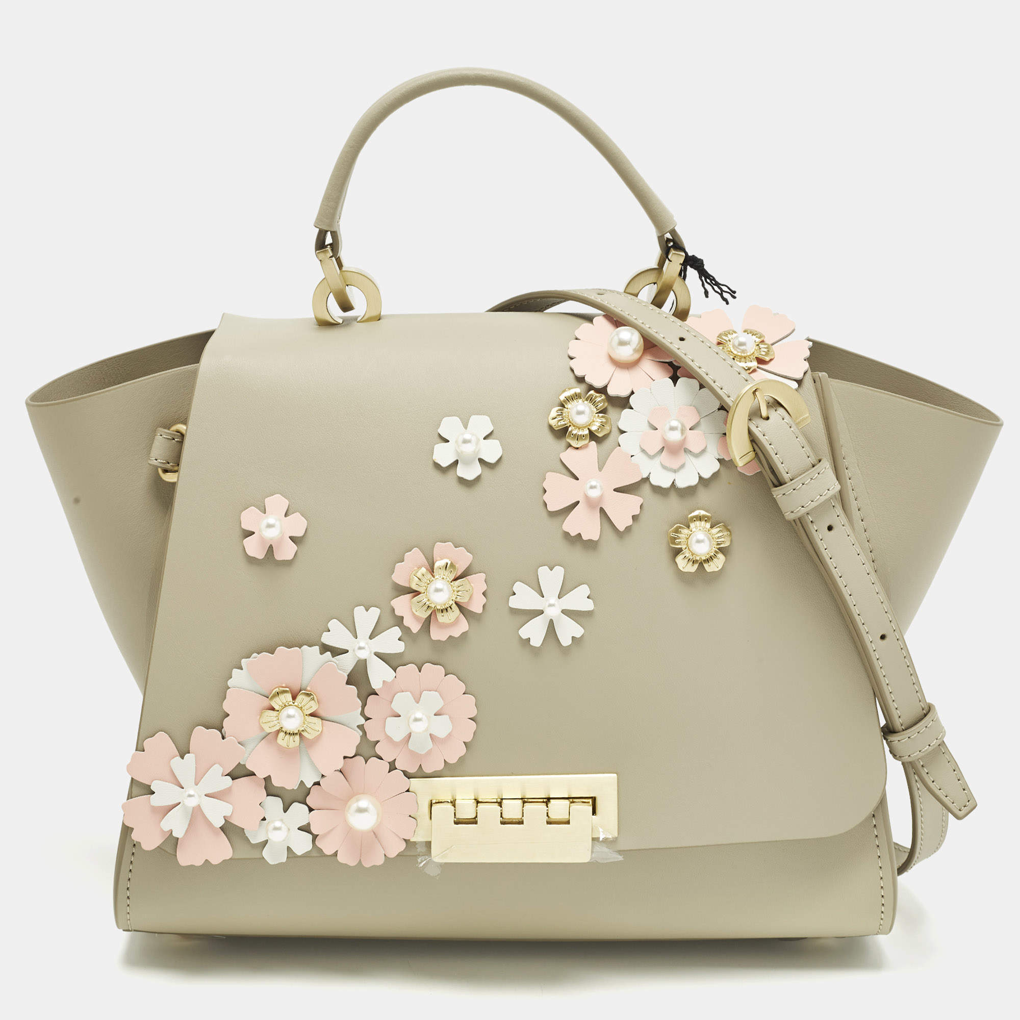 Pre Owned Zac Zac Posen Eartha Medium Smoke Ember Leather Top Handle Bag