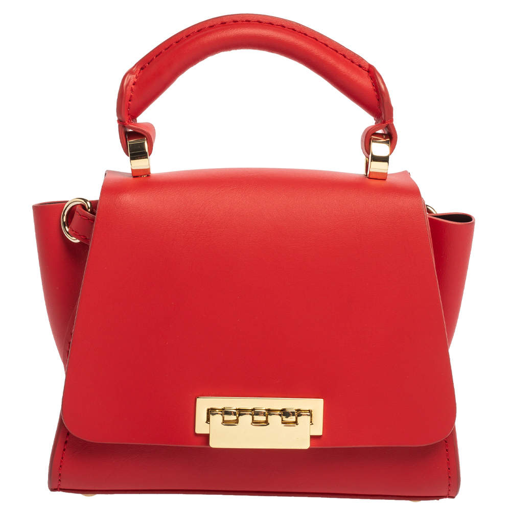 Zac Posen Red Leather Mini Eartha Top Handle Bag
