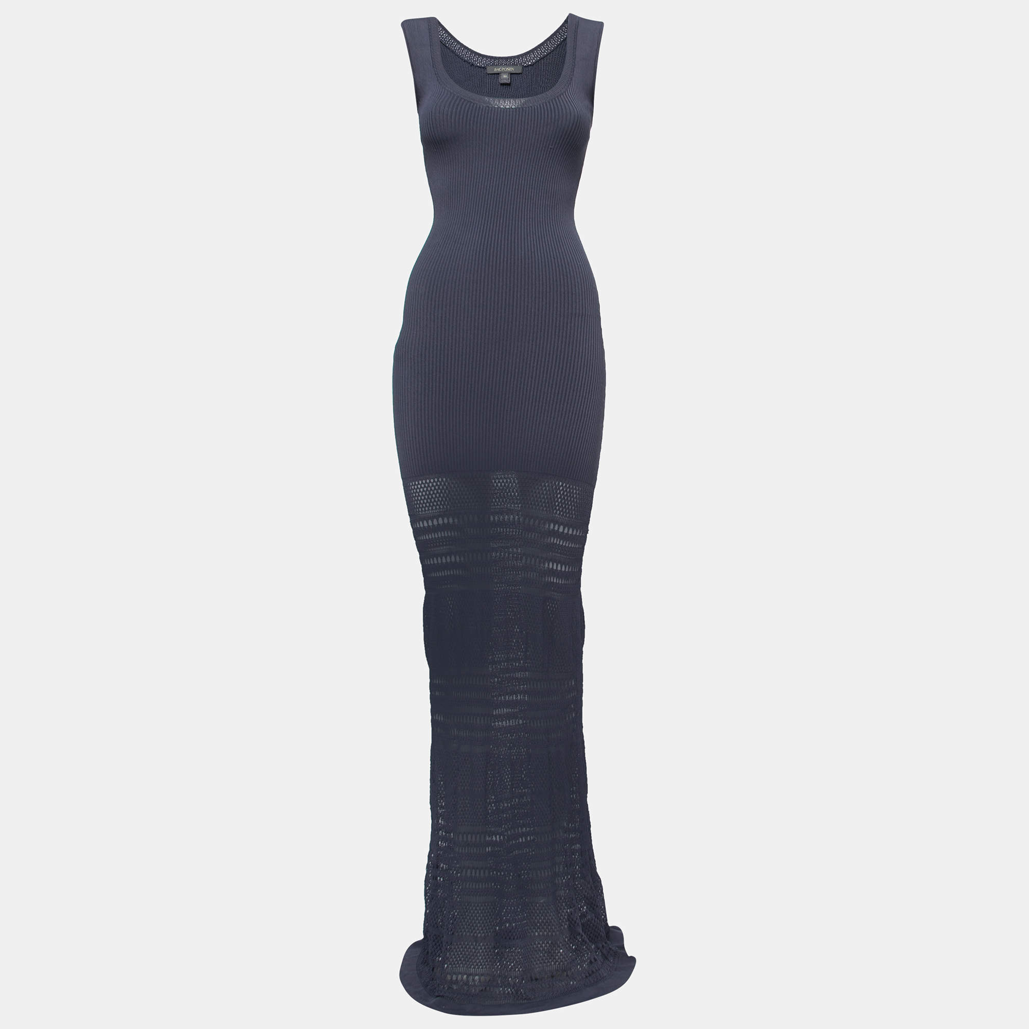 Zac Posen Slate Blue Knit Sleeveless Maxi Dress XS