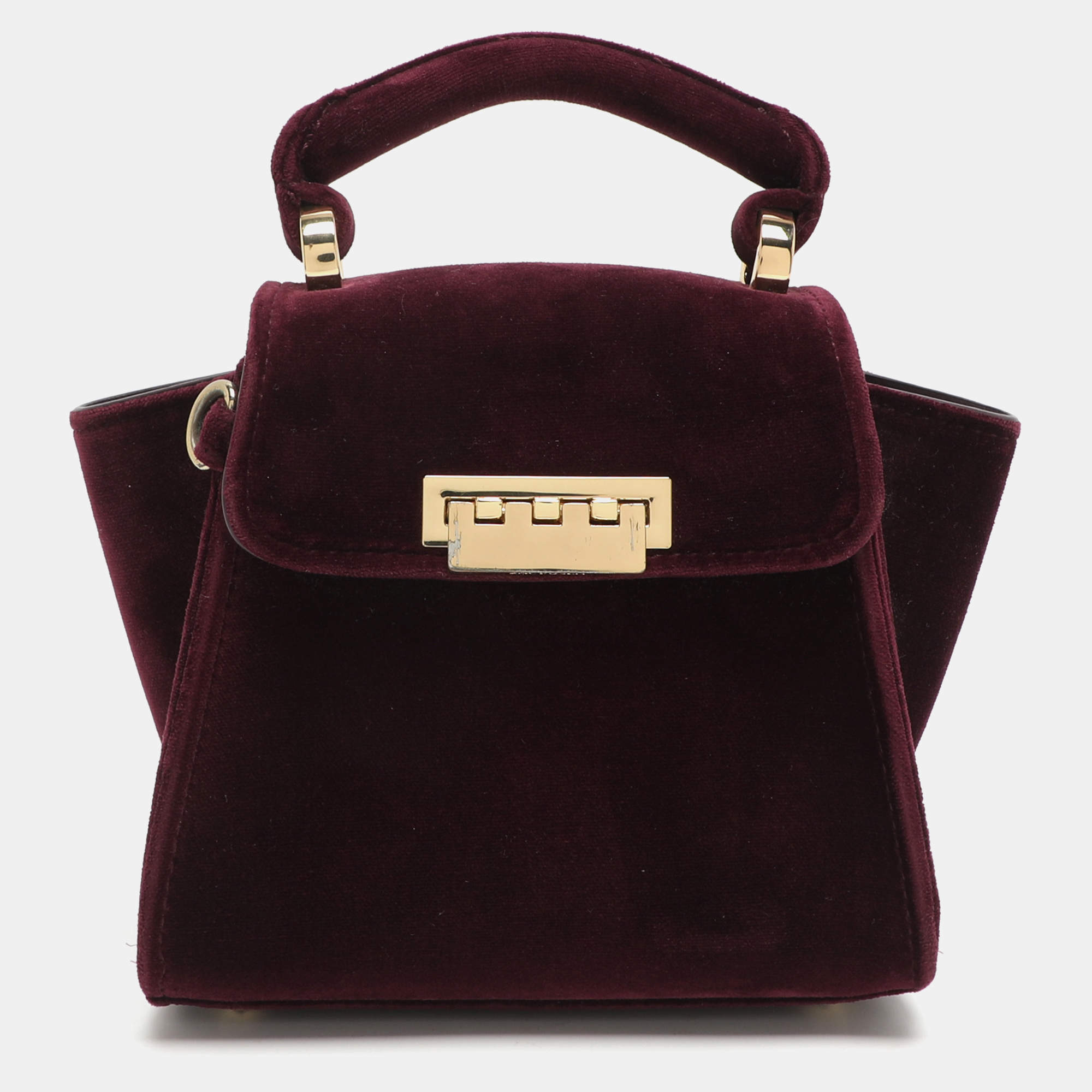 مملوكة مسبقًا Zac Posen Eartha Mini Burgundy Velvet Top Handle Bag