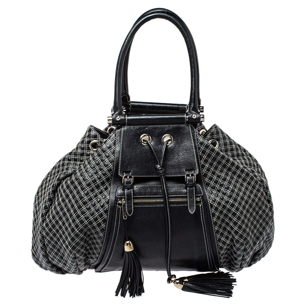 Pre Owned Zac Posen Black/White Leather Beatrice Hobo