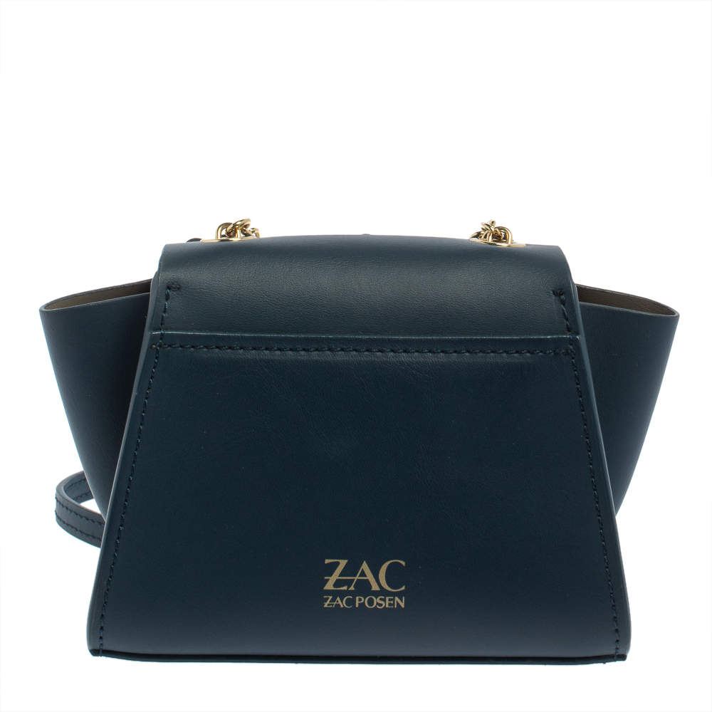 ZAC Zac Posen Dark Blue Leather Mini Faux Pearl Eartha Crossbody