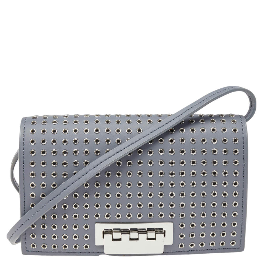 Zac Posen Grey Leather Flap Shoulder Bag