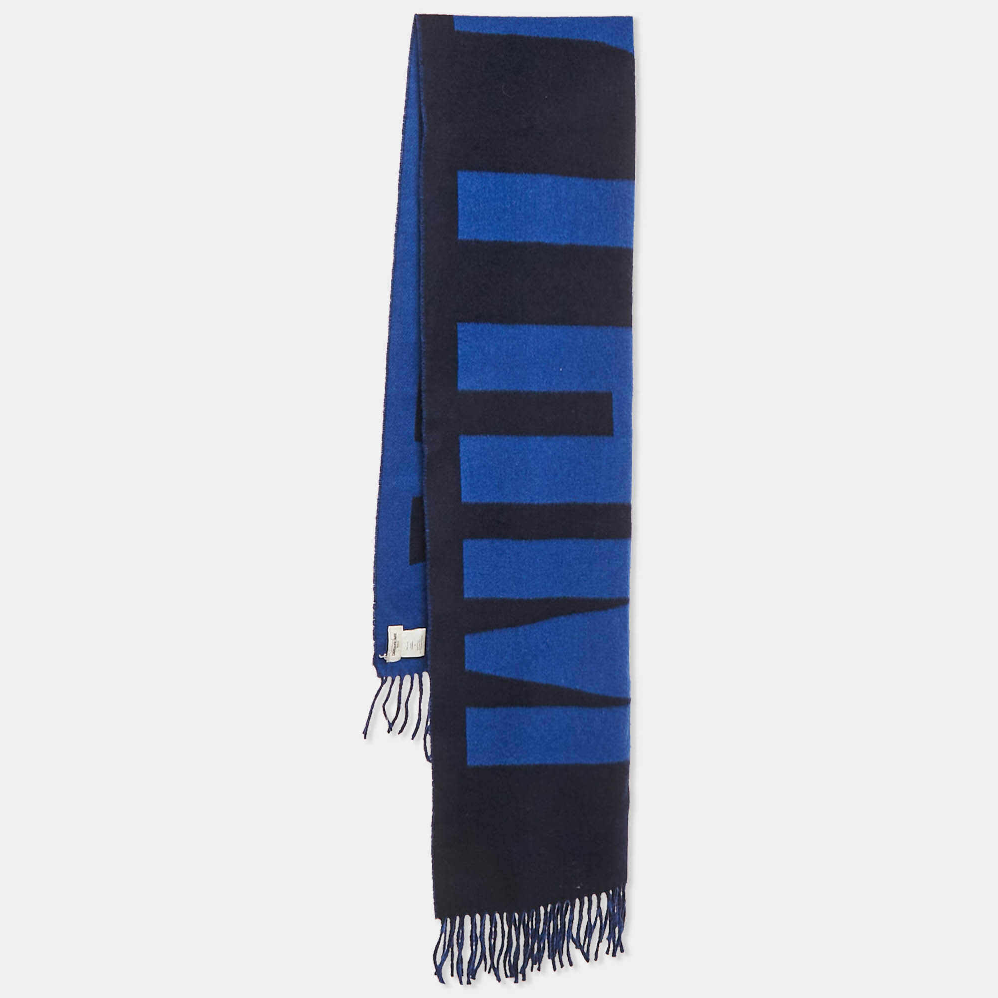 Zadig & Voltaire Blue Rhythm Intarsia Wool Blend Reversible Elliot Scarf 