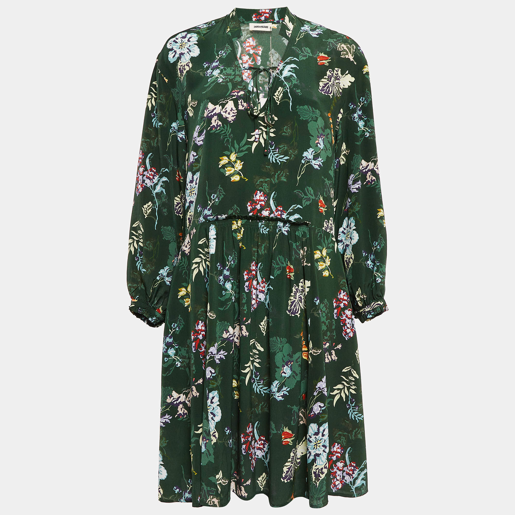 Zadig & Voltaire Green Resist Print Silk Season Dress S