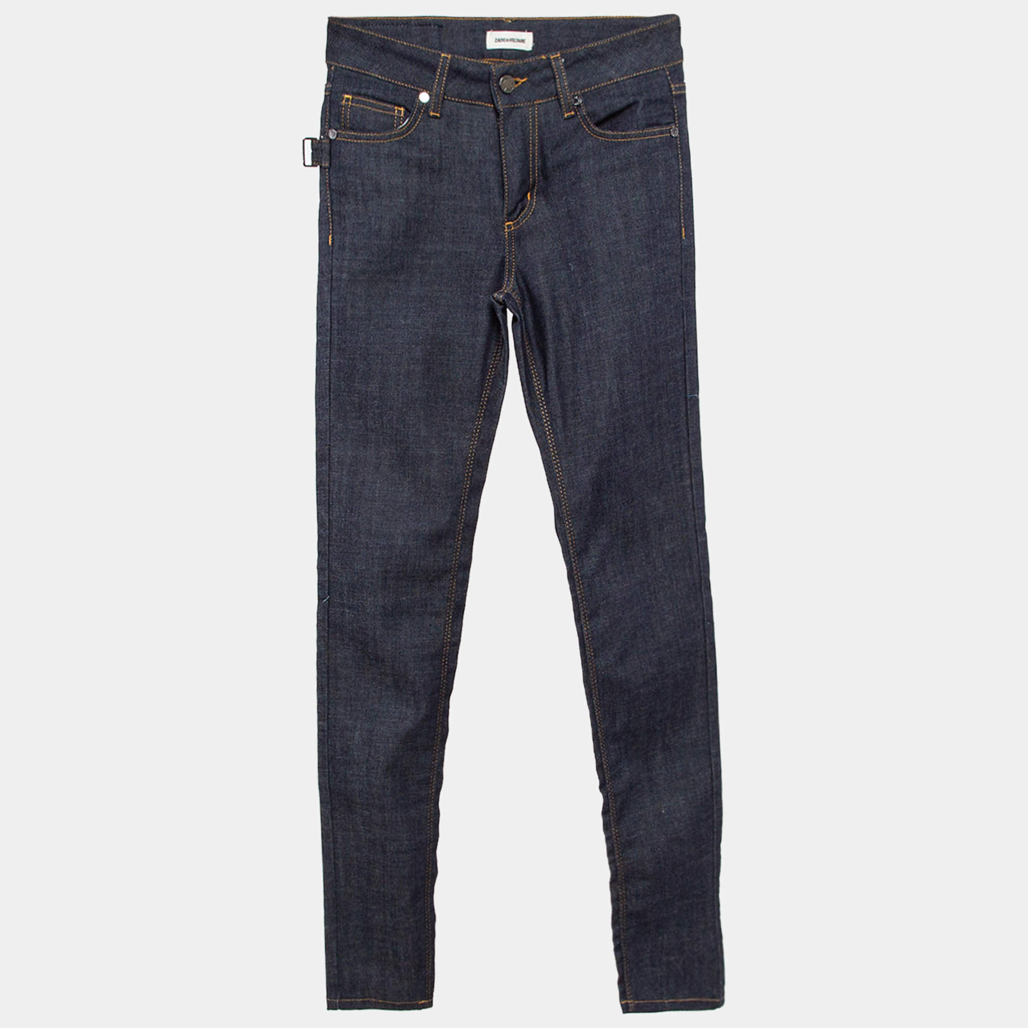 Pre Owned Zadig & Voltaire Navy Blue Denim Skinny Jeans S Waist 25"