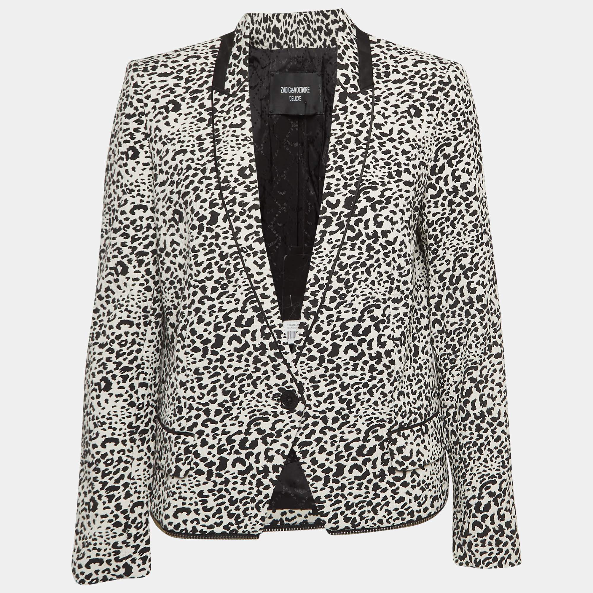 Pre Owned Zadig & Voltaire Deluxe Leopard Jacquard Vegam Blazer M