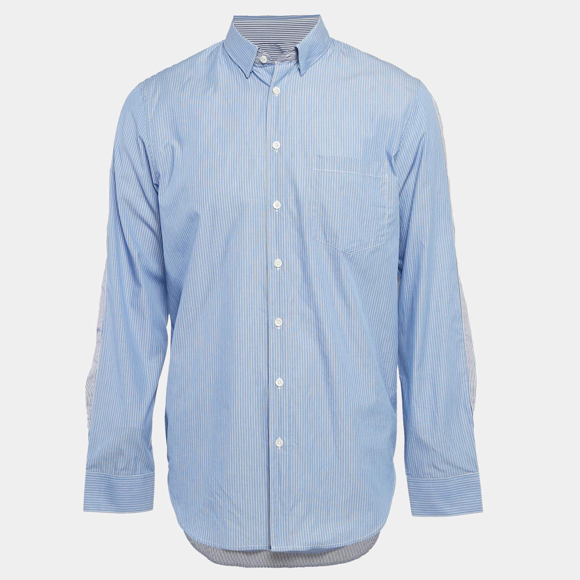 Zadig & Voltaire Blue Stripe Cotton Button Front Shirt L