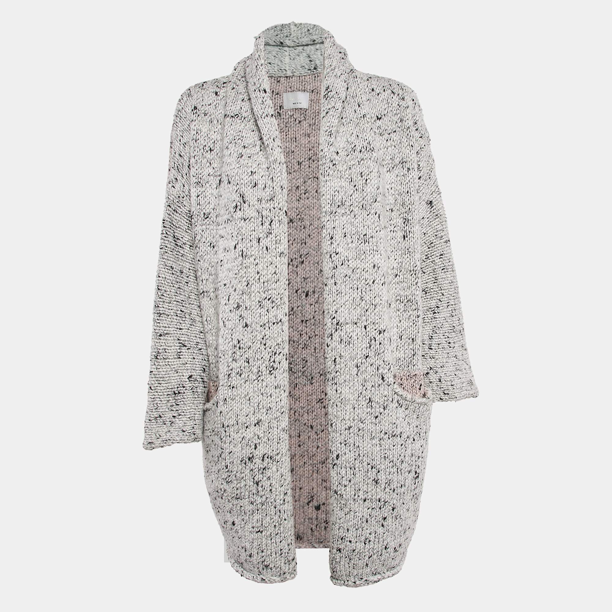 Pre Owned Zadig & Voltaire Grey Knit Open Front Cardigan XS/S