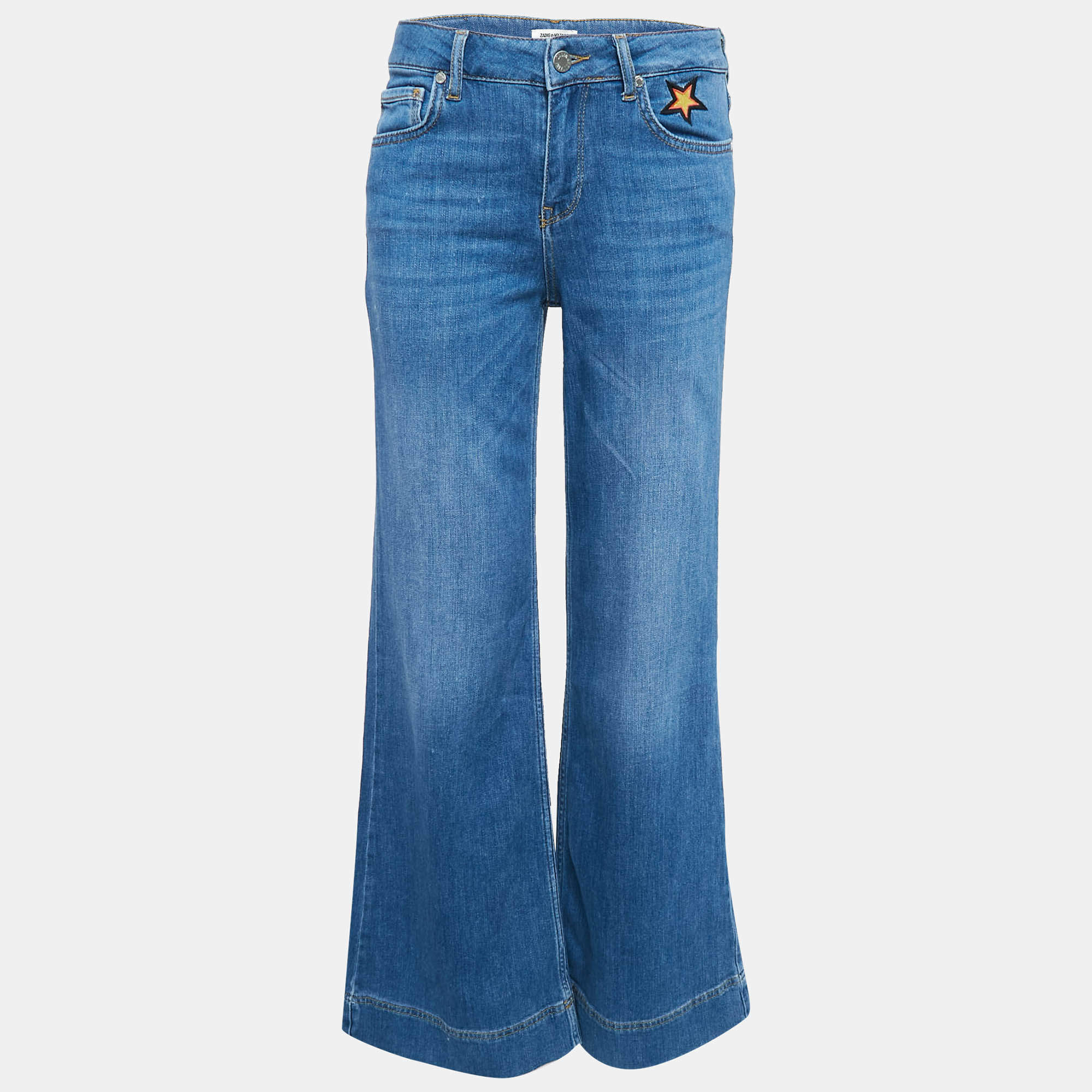 Zadig & Voltaire Deluxe Blue Embroidered Denim Plume Brode Jeans S Waist 26"