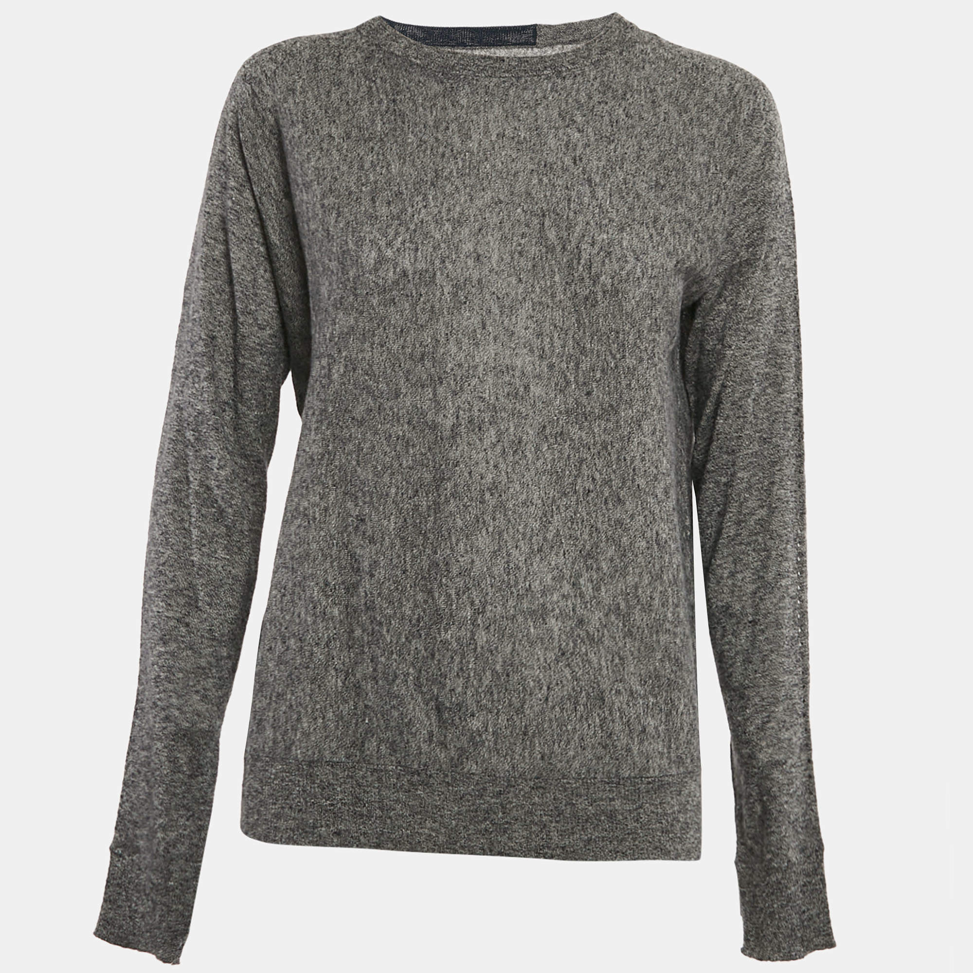 Zadig & Voltaire Grey Cashmere Full Sleeve Crisp Sweater L