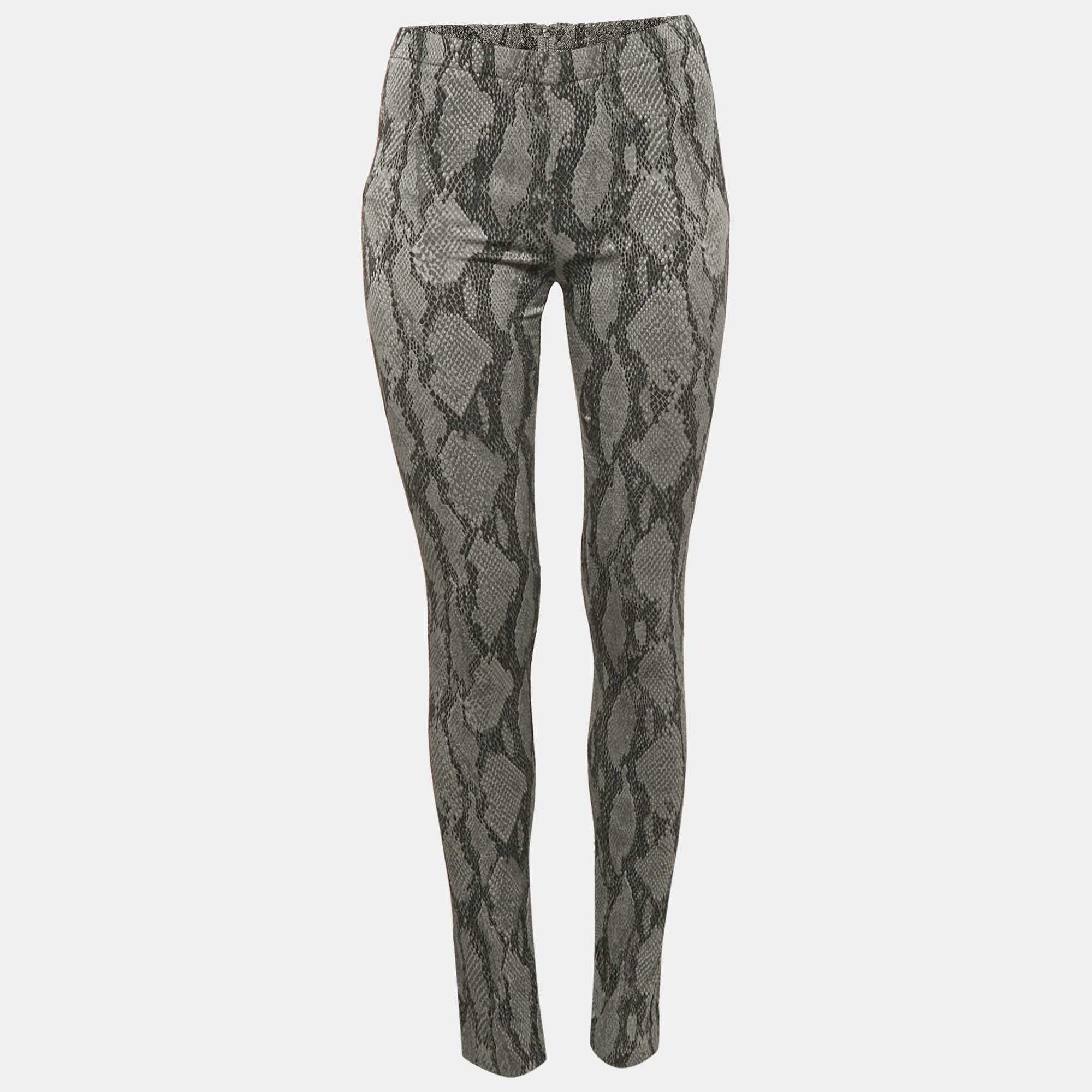 Zadig & Voltaire Grey Pharell Python Print Cotton Skinny Pants M