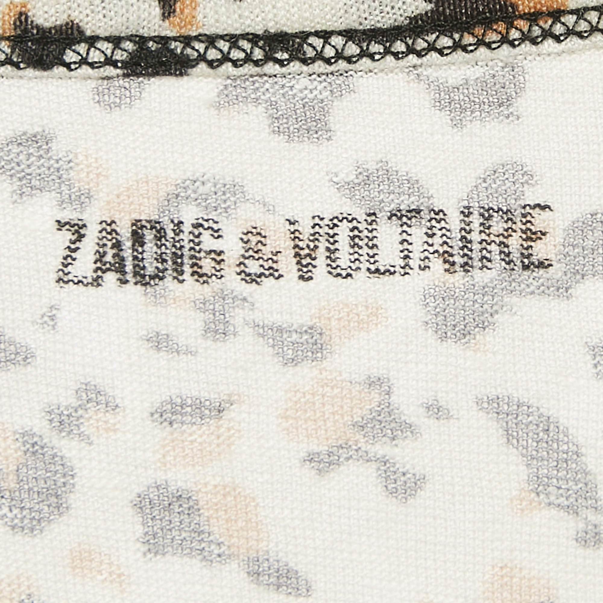 Pre Owned Zadig & Voltaire Beige Leopard Print Gauze Jersey T-Shirt L