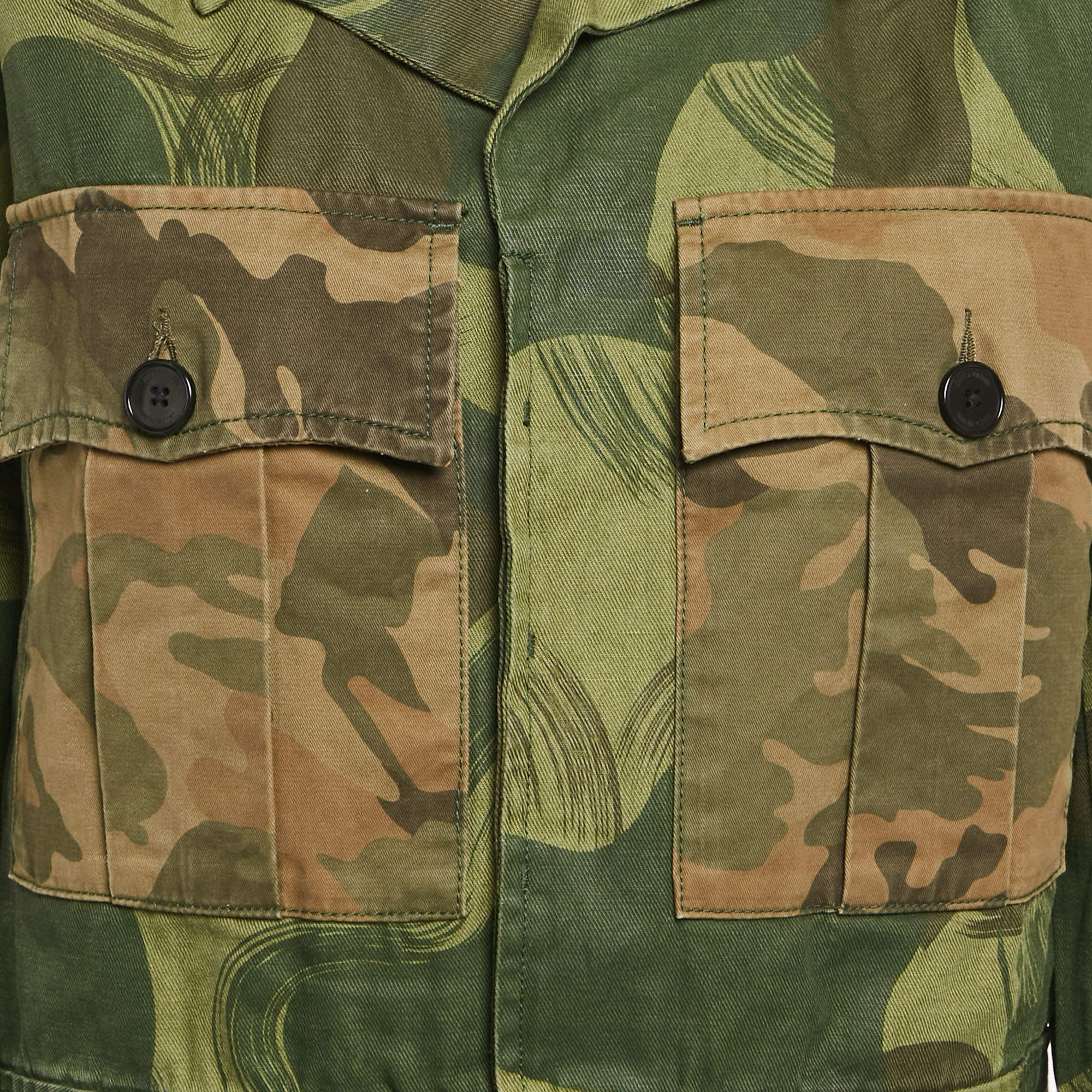 Pre Owned Zadig & Voltaire Military Green Camouflage Cotton Blend Kaleno Jacket XS