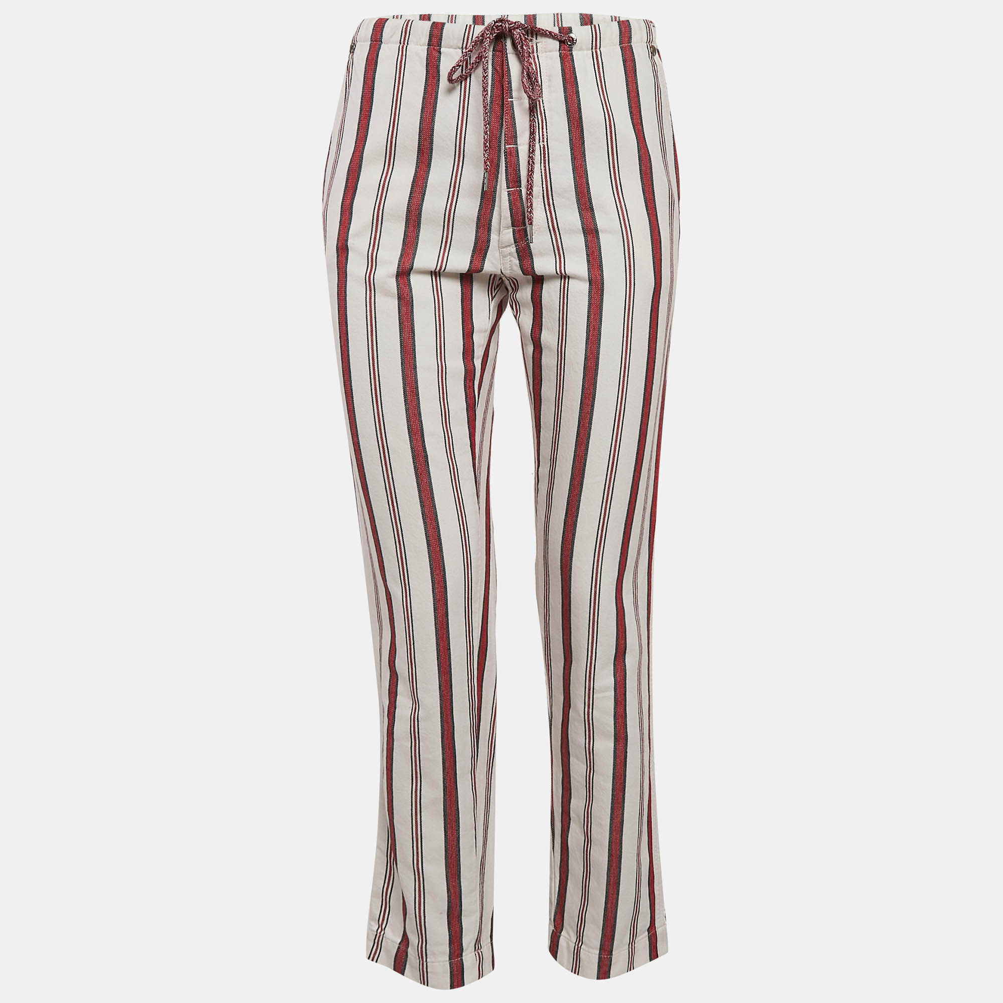 Zadig & Voltaire Cream Striped Cotton Raye Trousers S